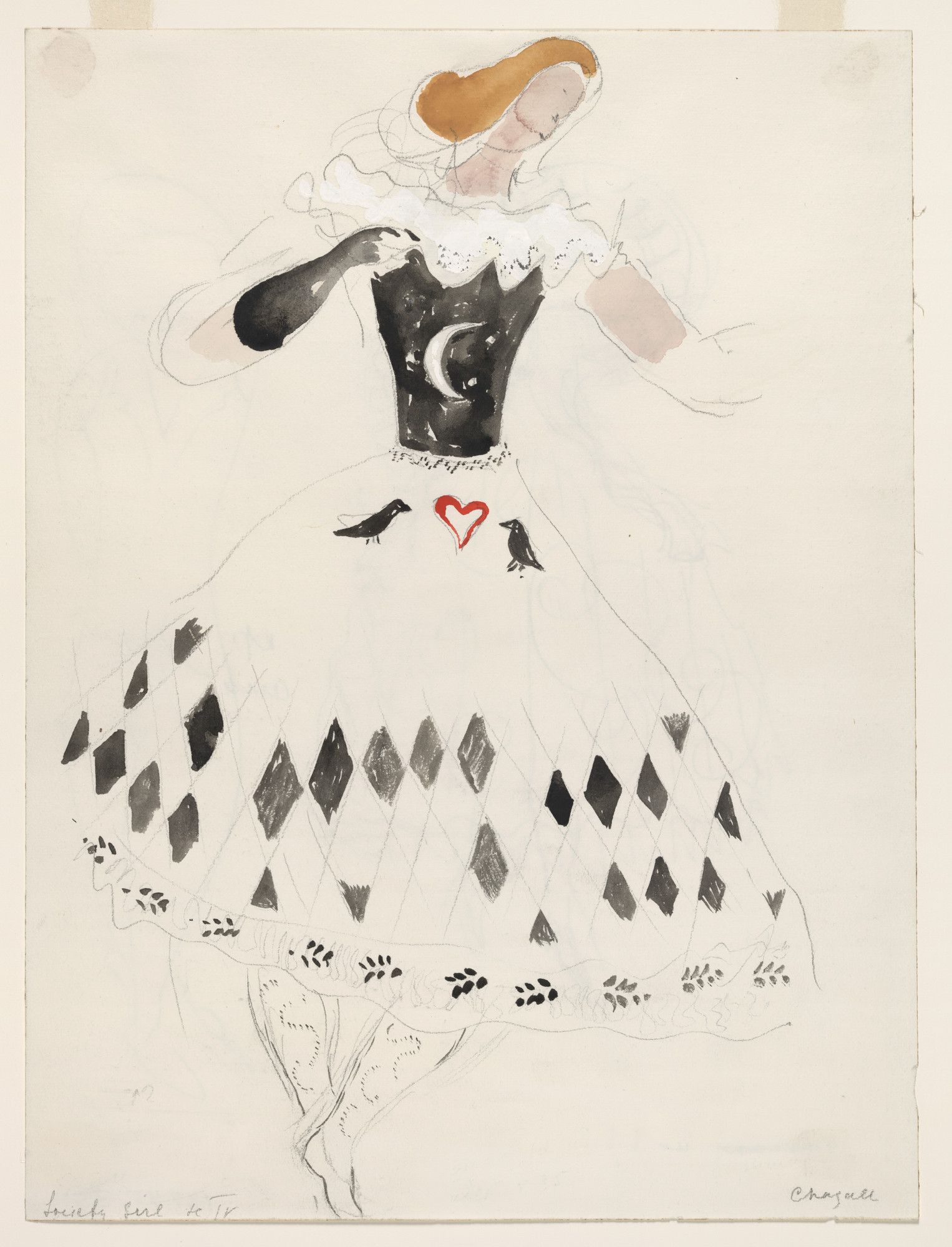 Marc Chagall. Society Girl. Costume design for Scene IV of the ballet Aleko