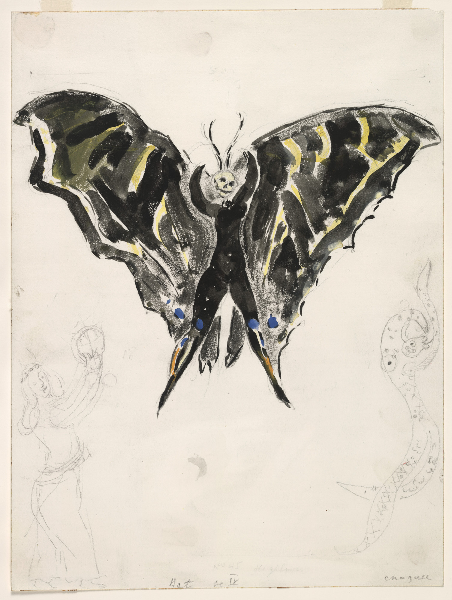 Marc Chagall. Bat. Costume design for Scene IV of the ballet Aleko