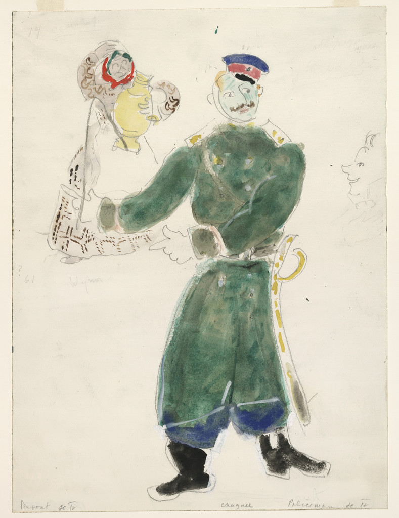 A Policeman and a Peasant. Costume design for Scene IV of the ballet Aleko