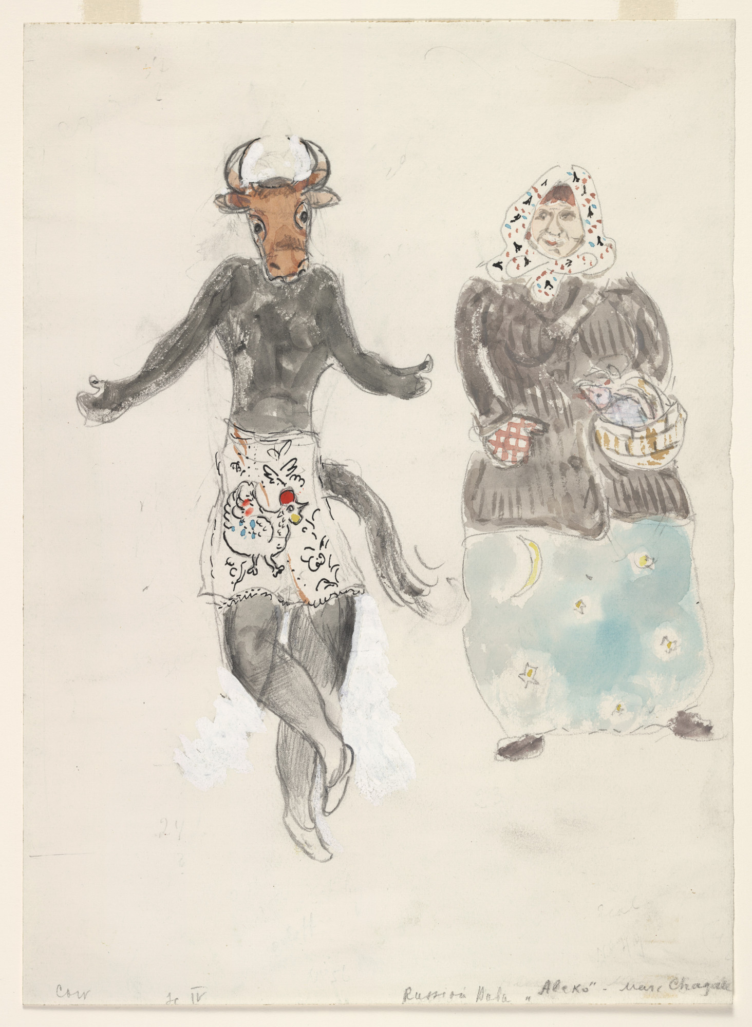 Marc Chagall. A Russian Baba and a Cow . Costume design for Scene IV of the ballet Aleko