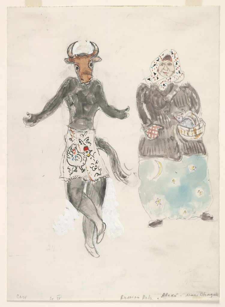 A Russian Baba and a Cow. Costume design for Scene IV of the ballet Aleko