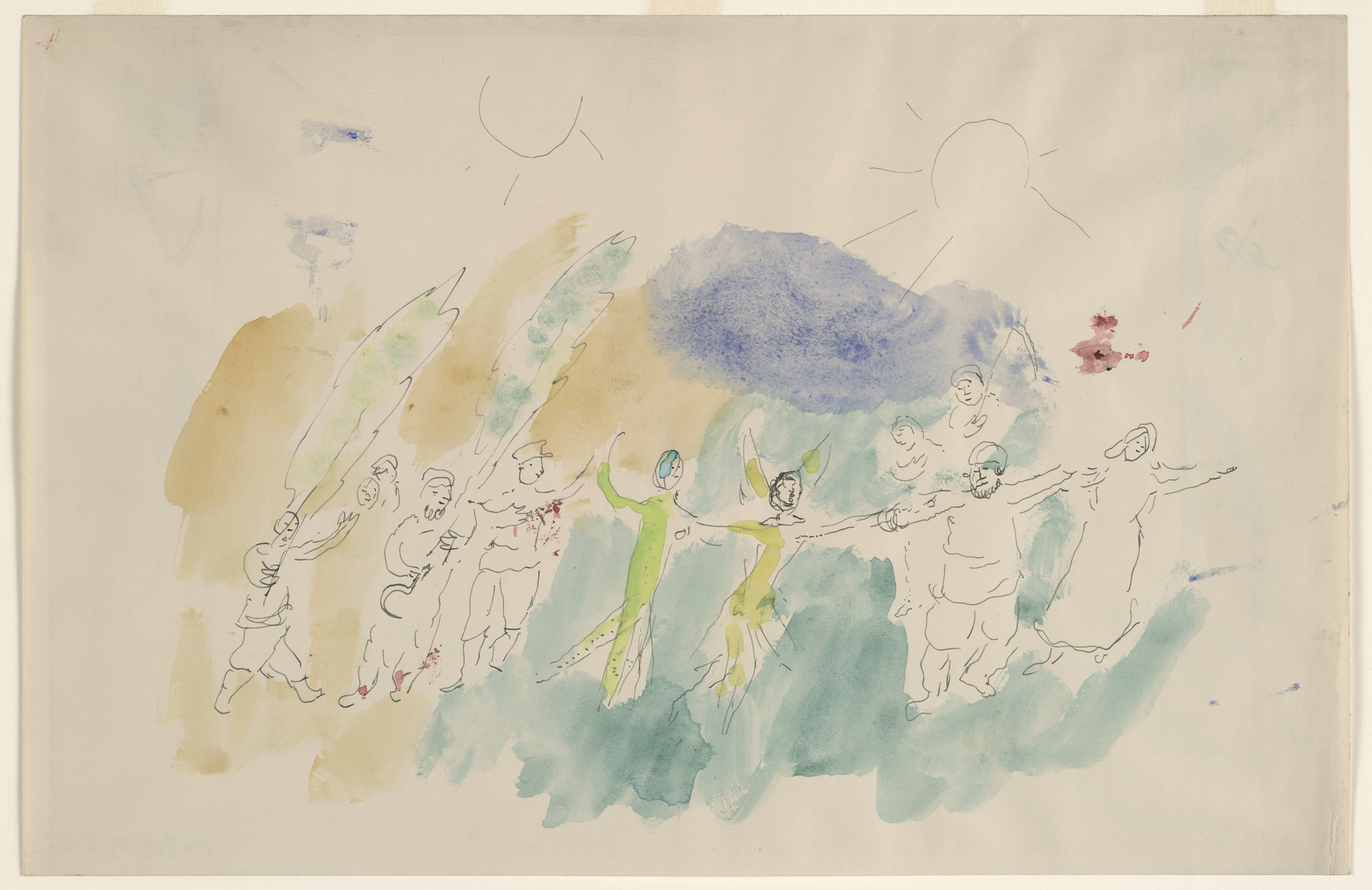 Marc Chagall. Dance of Butterfly and Pan. Sketch for the choreographer for Scene III of the ballet Aleko. 1942