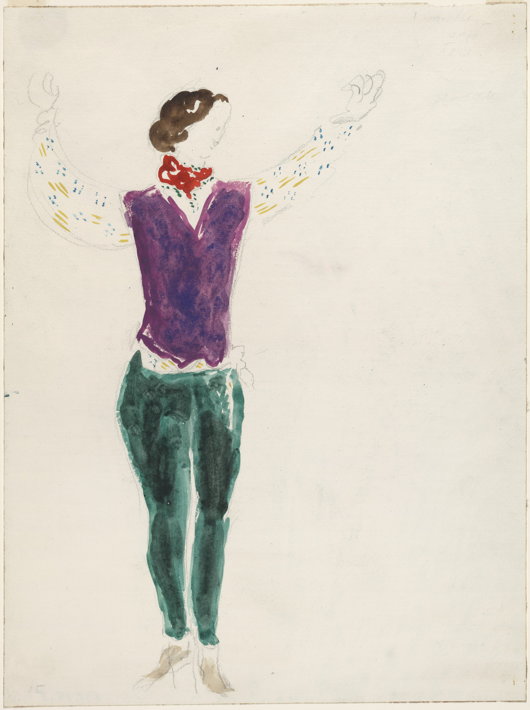 Marc Chagall. The Gypsy Lover. Costume design for Scene I of the ballet Aleko. 1942