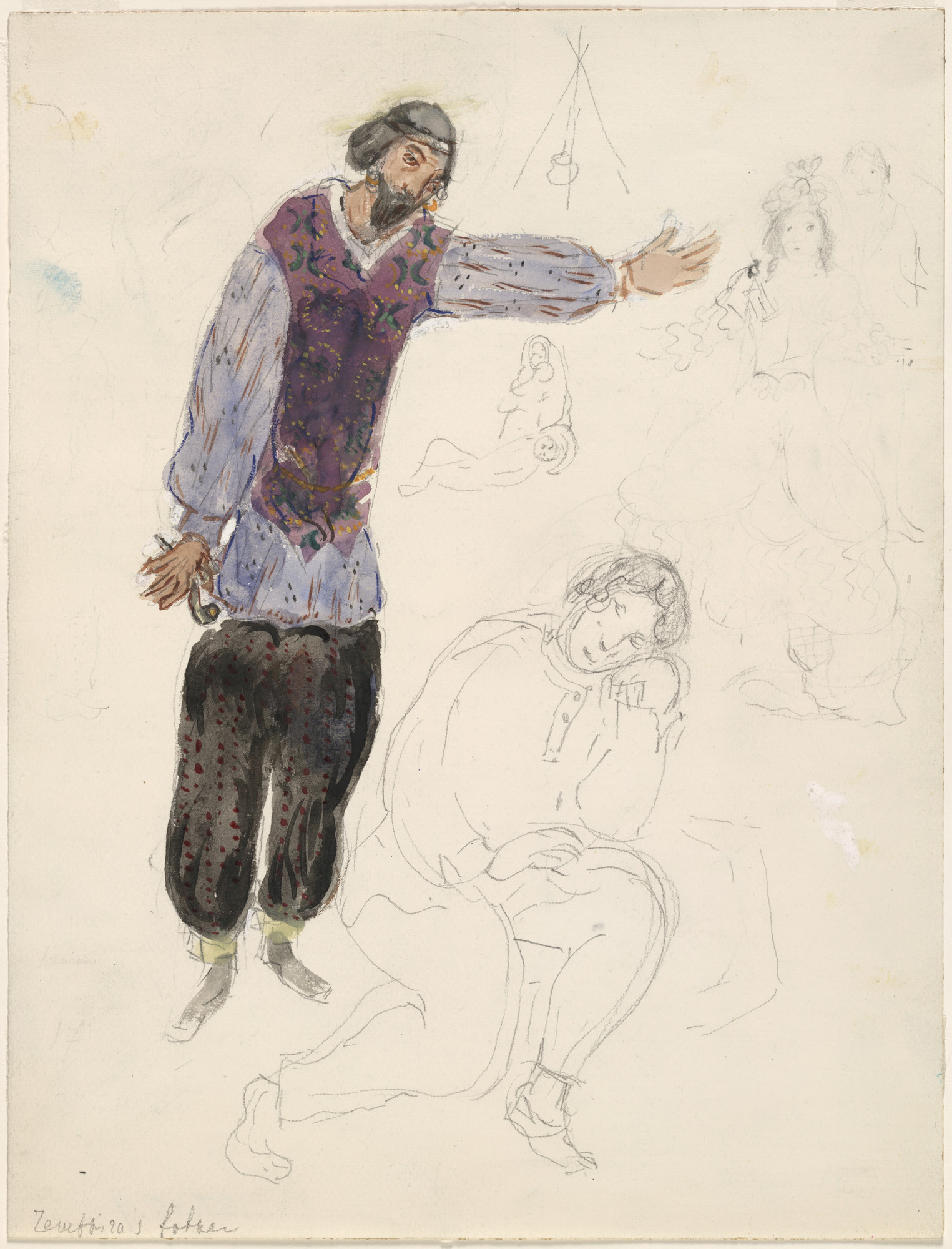 Marc Chagall. Zemphira's Father. Costume design for Scene I of the ballet Aleko
