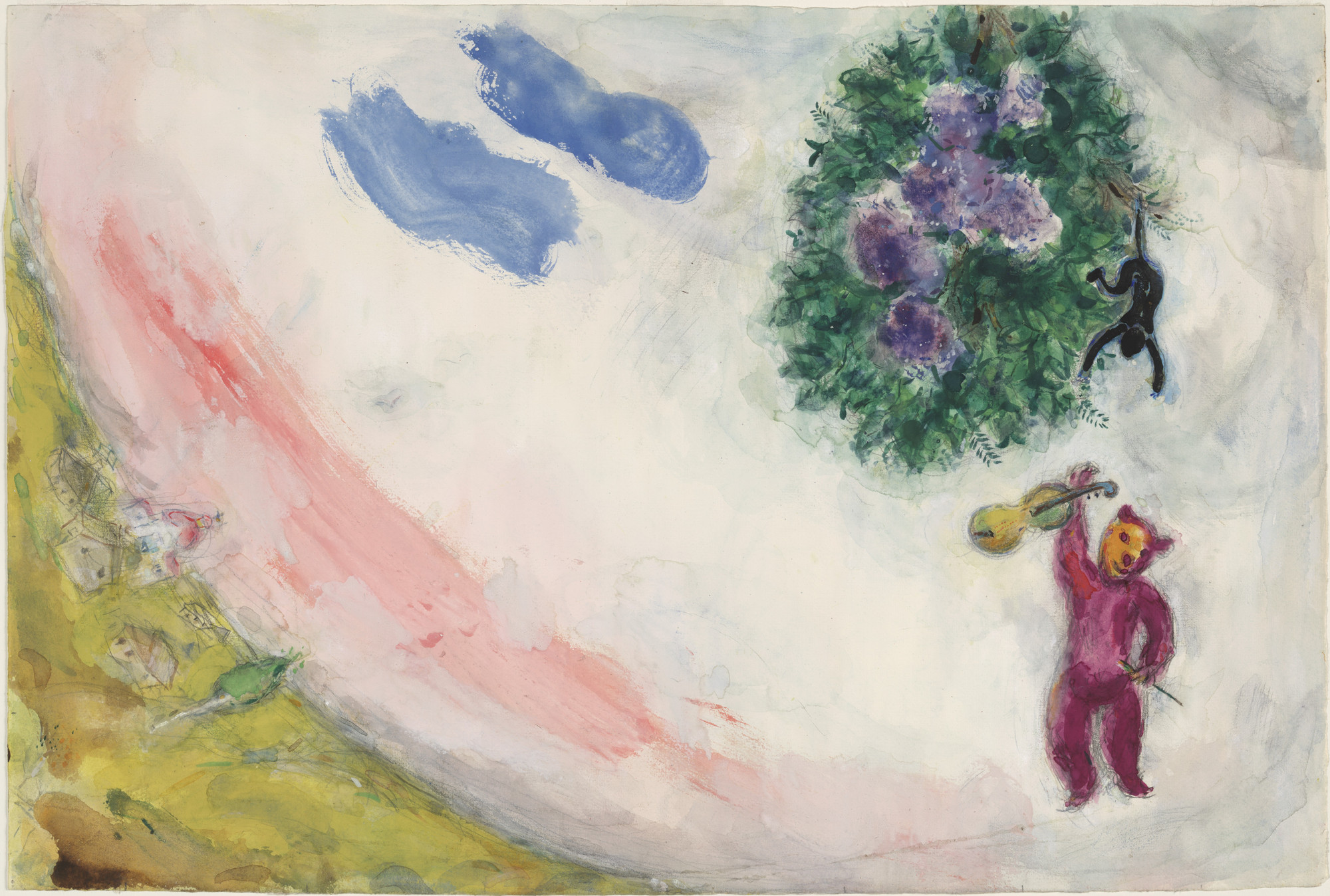 Marc Chagall. The Carnival. Study for backdrop for Scene II of the ballet Aleko. 1942