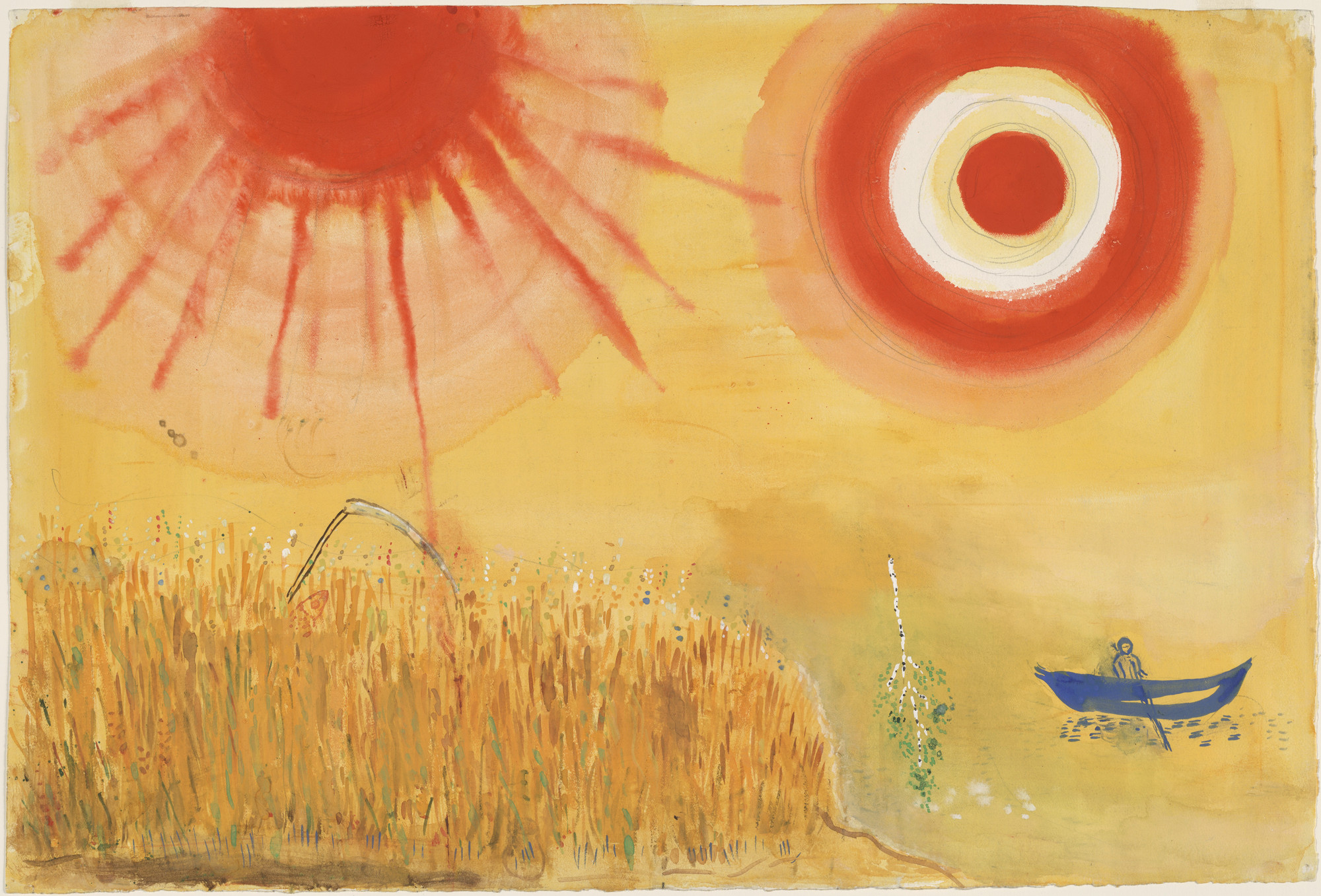 Marc Chagall. A Wheatfield on a Summer&#39;s Afternoon. Study for backdrop for Scene III of the ballet Aleko. 1942