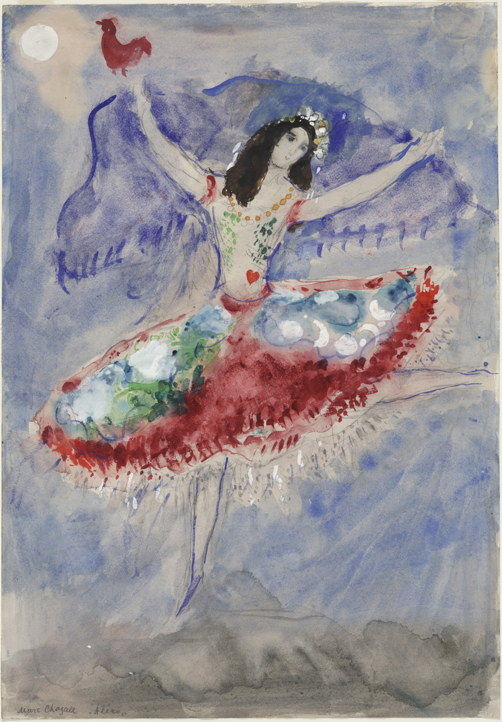 Marc Chagall. Zemphira. Costume design for Scene I of the ballet Aleko. 1942