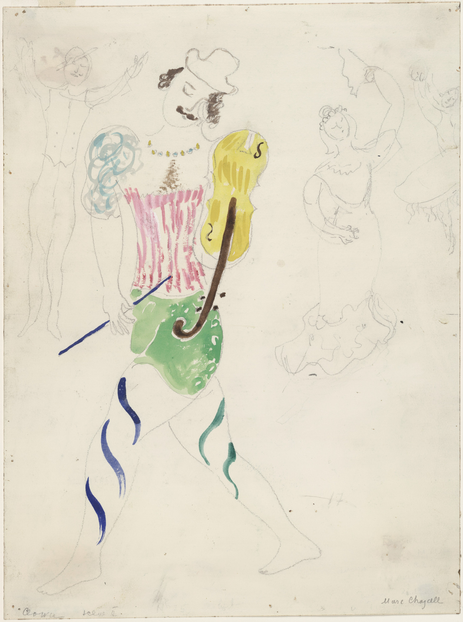 Marc Chagall. Clown. Costume design for Scene II of the ballet Aleko