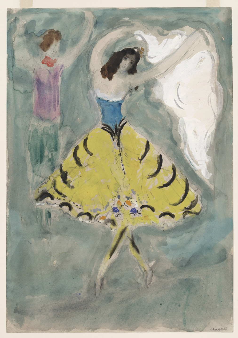 Marc Chagall. Zemphira. Costume design for Scene IV of the ballet Aleko. 1942