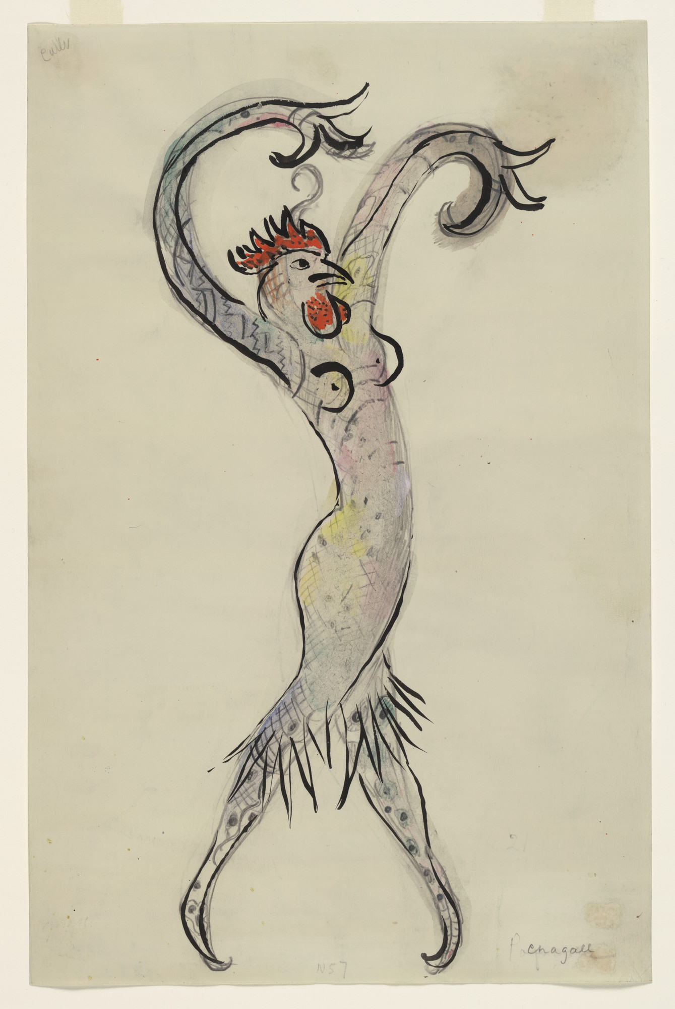 Marc Chagall. A Rooster. Costume design for Scene IV of the ballet Aleko