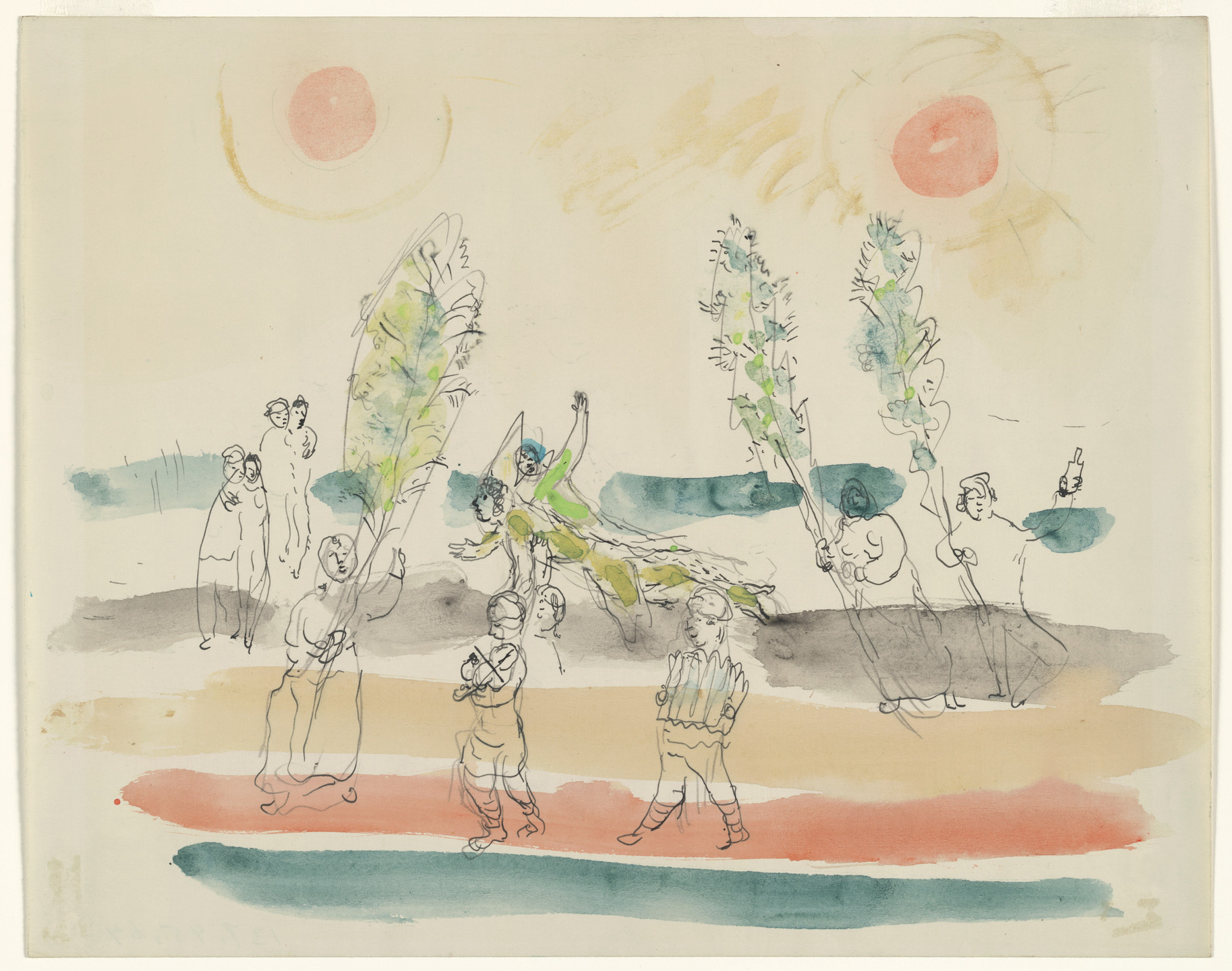 Marc Chagall. Dance of Butterfly and Pan. Sketch for the choreographer for Scene III of the ballet Aleko. 1942