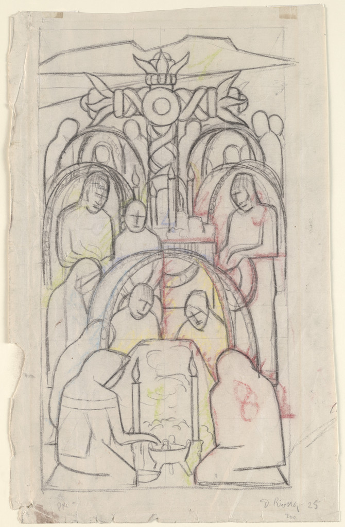 Study for the mural Day of the Dead: The Offering at the Secretariat of Public Education, Mexico City (Estudio para el mural Día de Muertos: La Ofrenda en la Secretaría de Educación Pública, Ciudad de México)