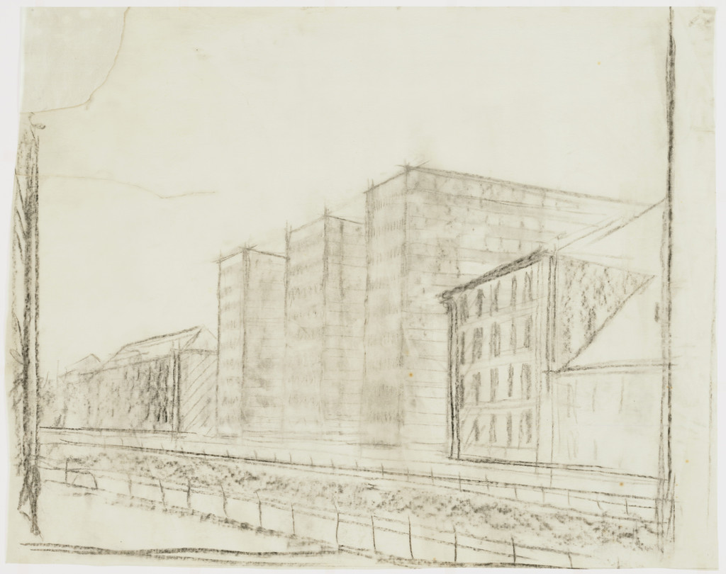 Reichsbank Project, Berlin-Mitte, Germany (Perspective view study of rear facade)