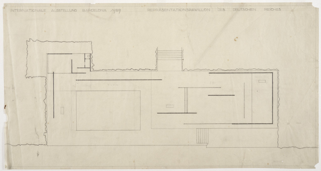 German Pavilion, International Exposition, Barcelona, Spain, Floor plan (preliminary scheme)