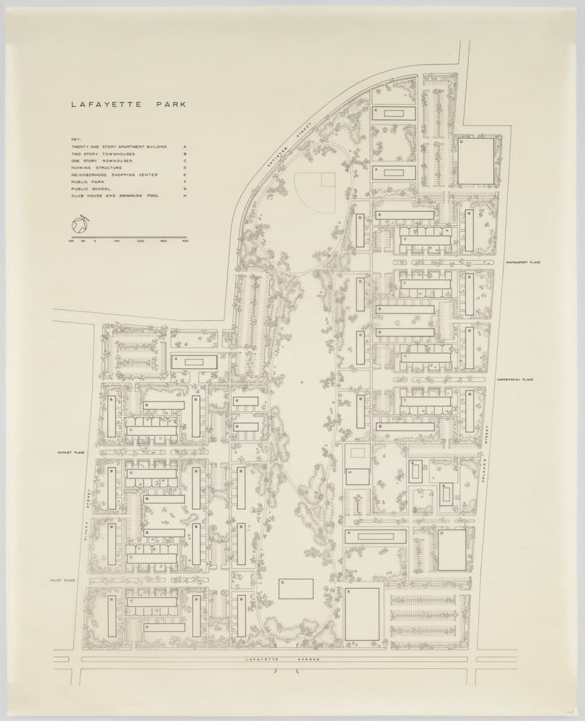 Pavilion Apartments and Town Houses, Lafayette Park, Detroit, MI, Site plan