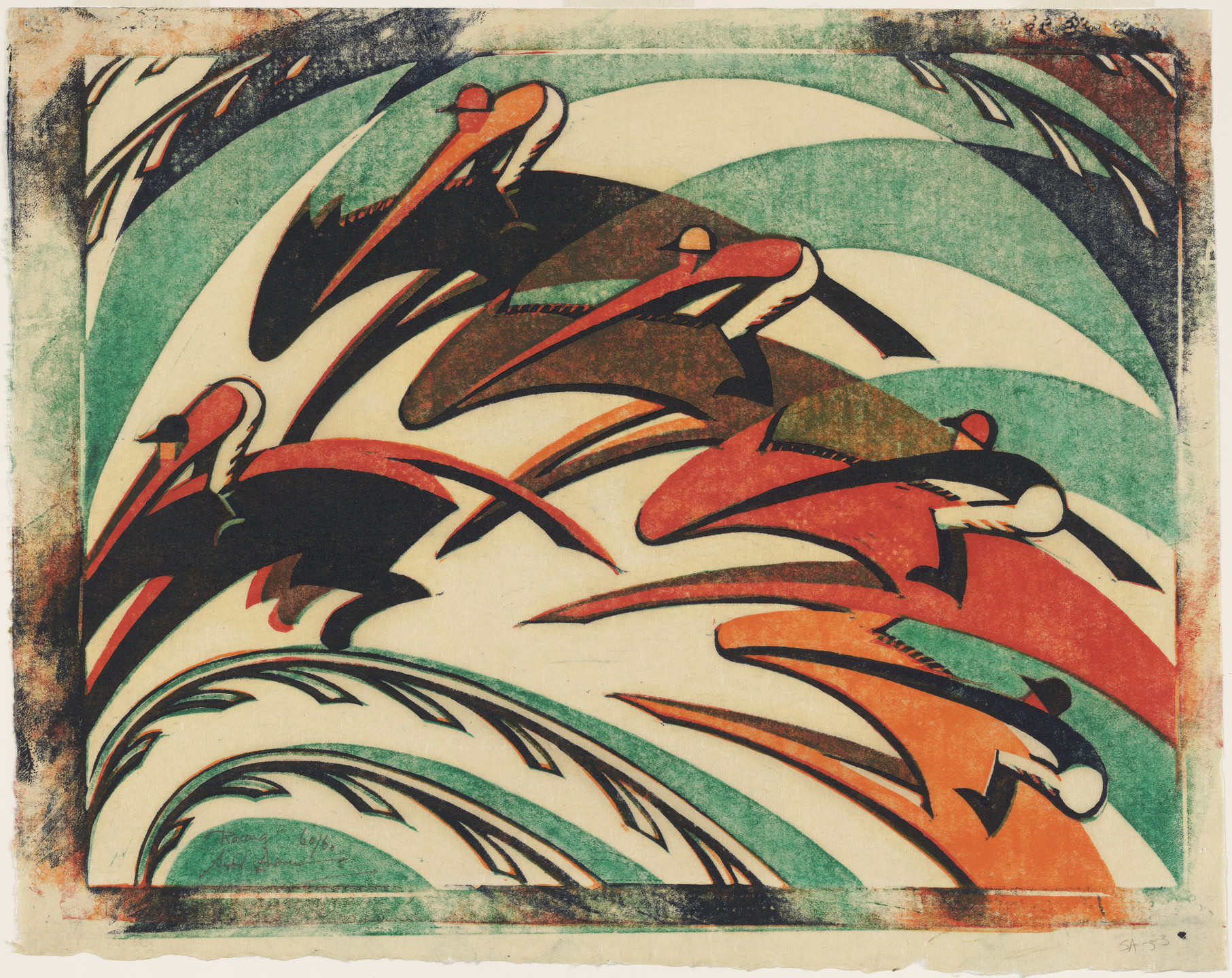 Sybil Andrews. Racing. 1934