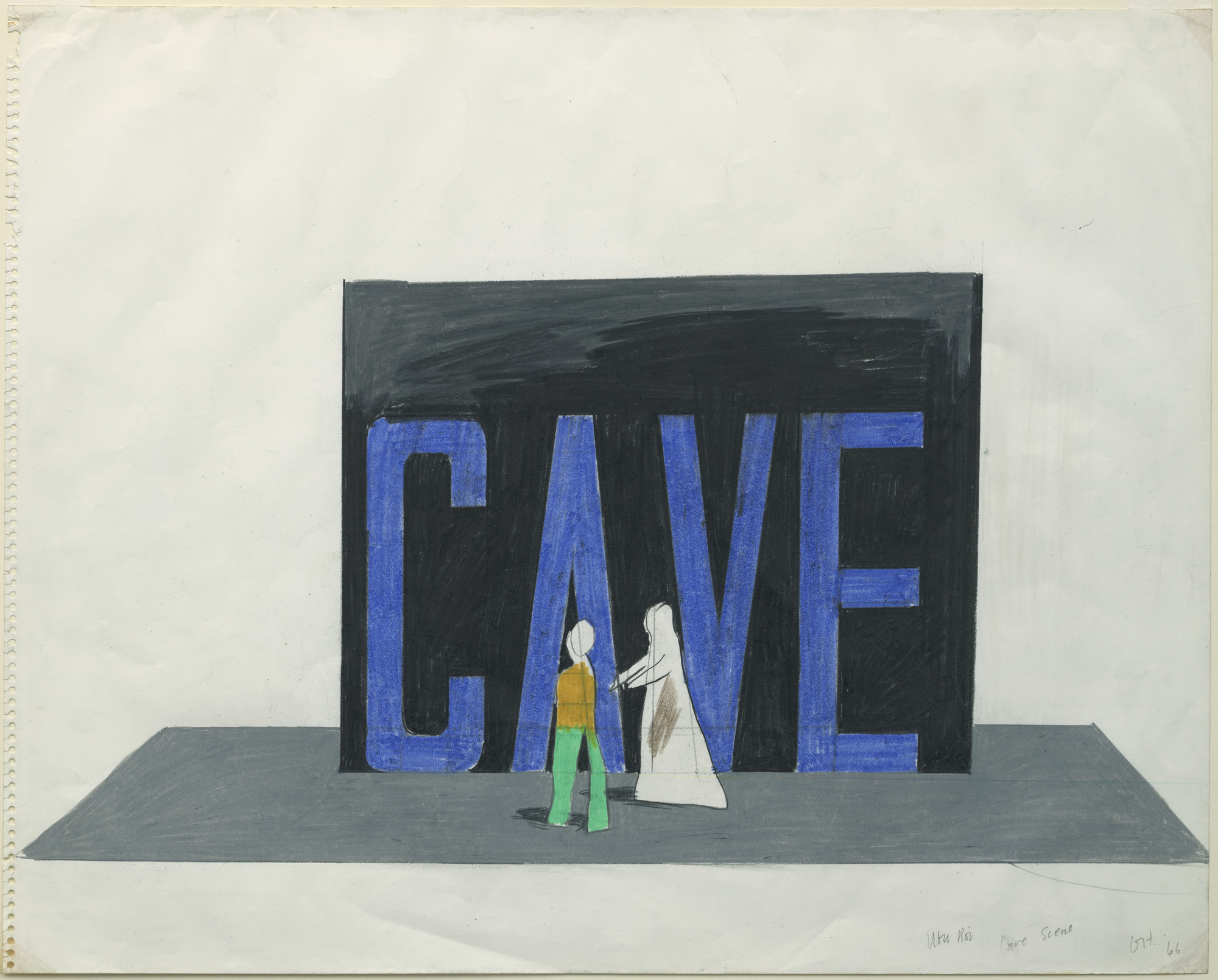 David Hockney. Drawing for Ubu Roi, Cave Scene
