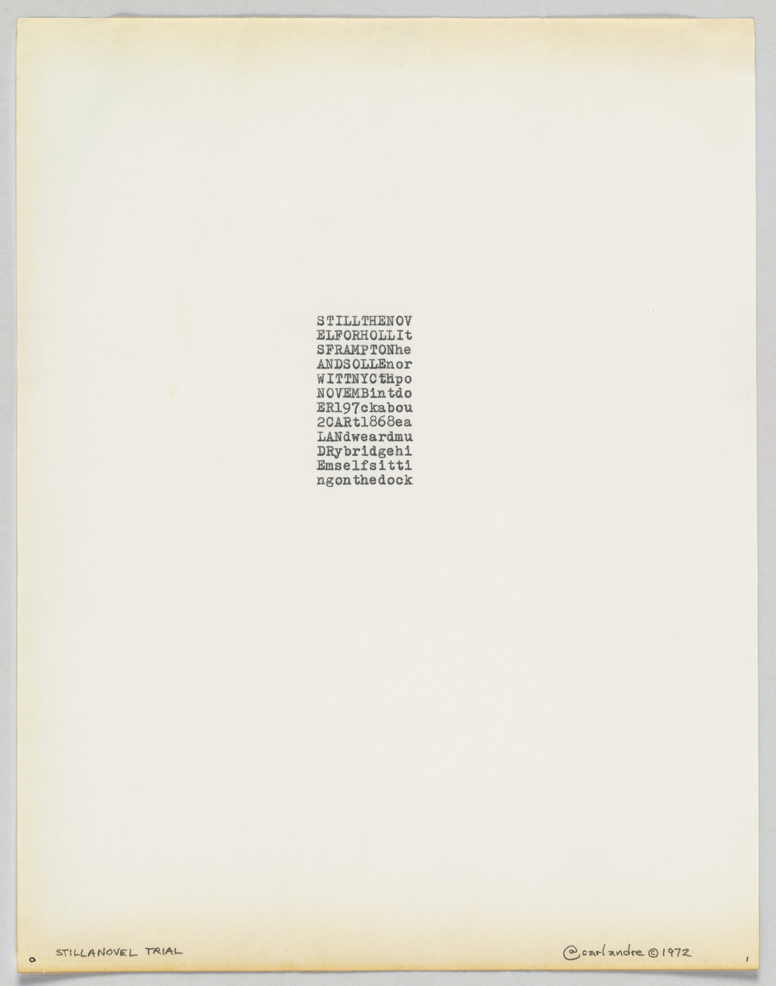 Carl Andre. Stillanovel Trial No. 1