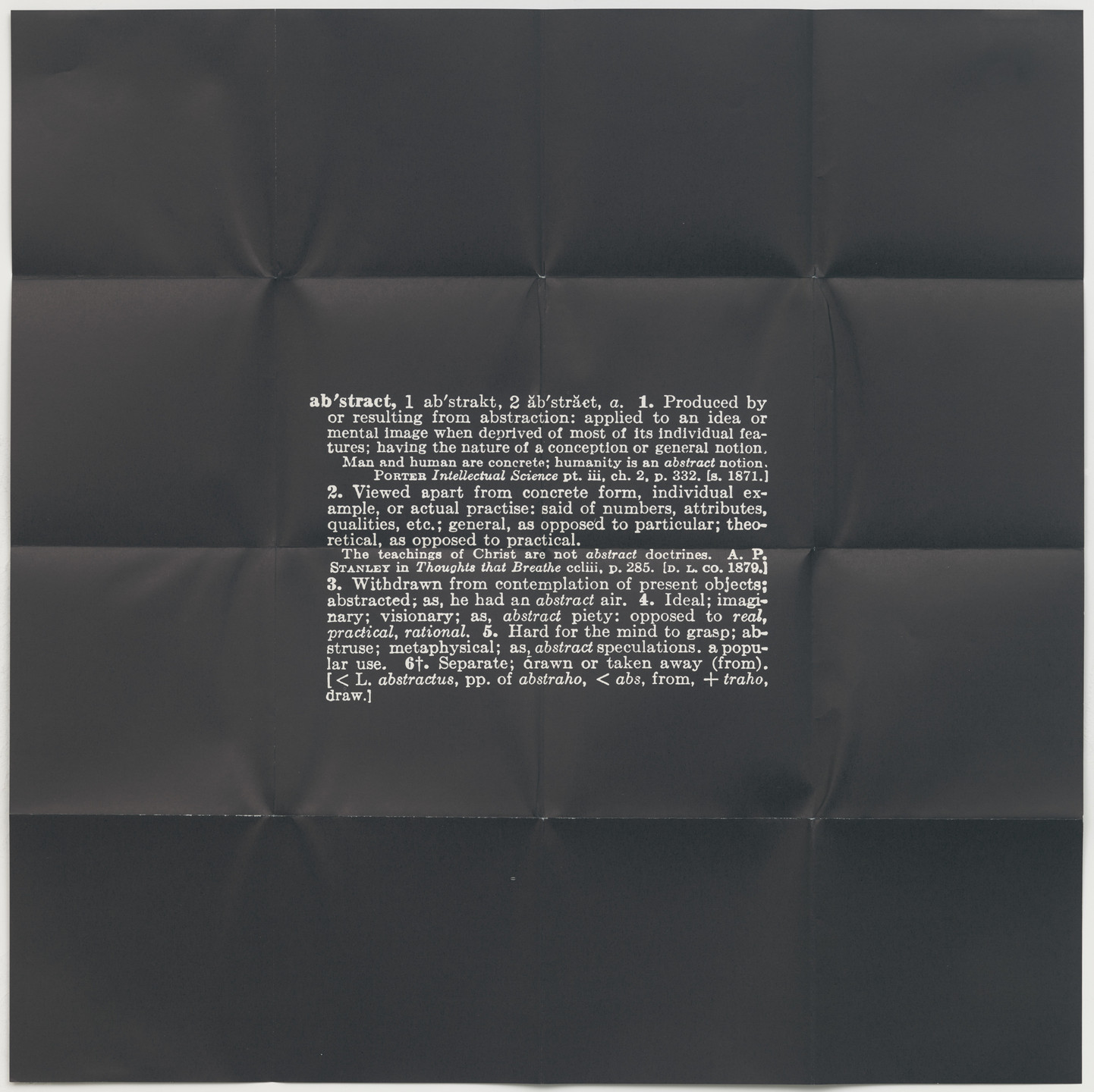 Joseph Kosuth. Four Titled Abstracts from S.M.S. No. 3. 1968