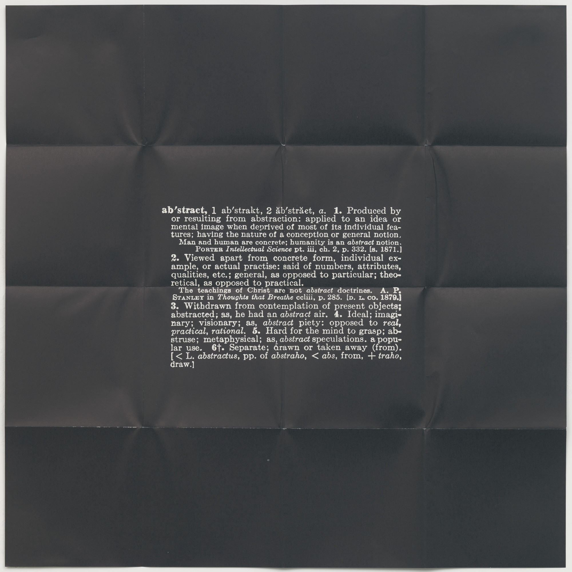 Joseph Kosuth. Four Titled Abstracts from S.M.S. No. 3. 1968