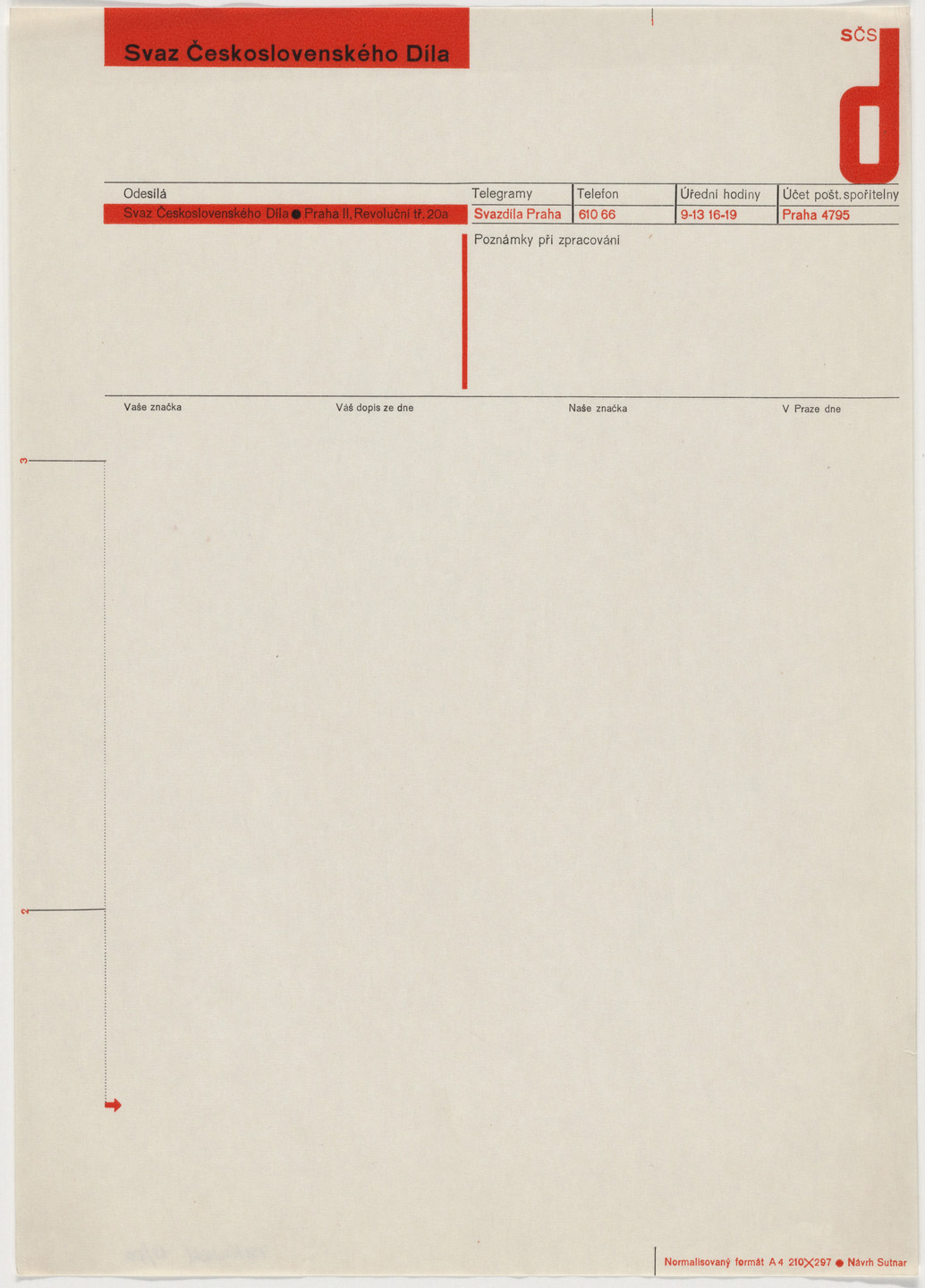 Ladislav Sutnar. Svaz Ceskoslovenskeho dila (Association of the Czechoslovak Werkbund). c.1933