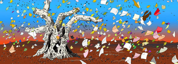 Paul Chan. My birds...trash...the future. 2004