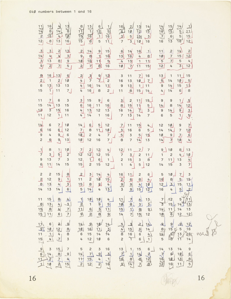 Untitled (640 numbers between 1 and 16)