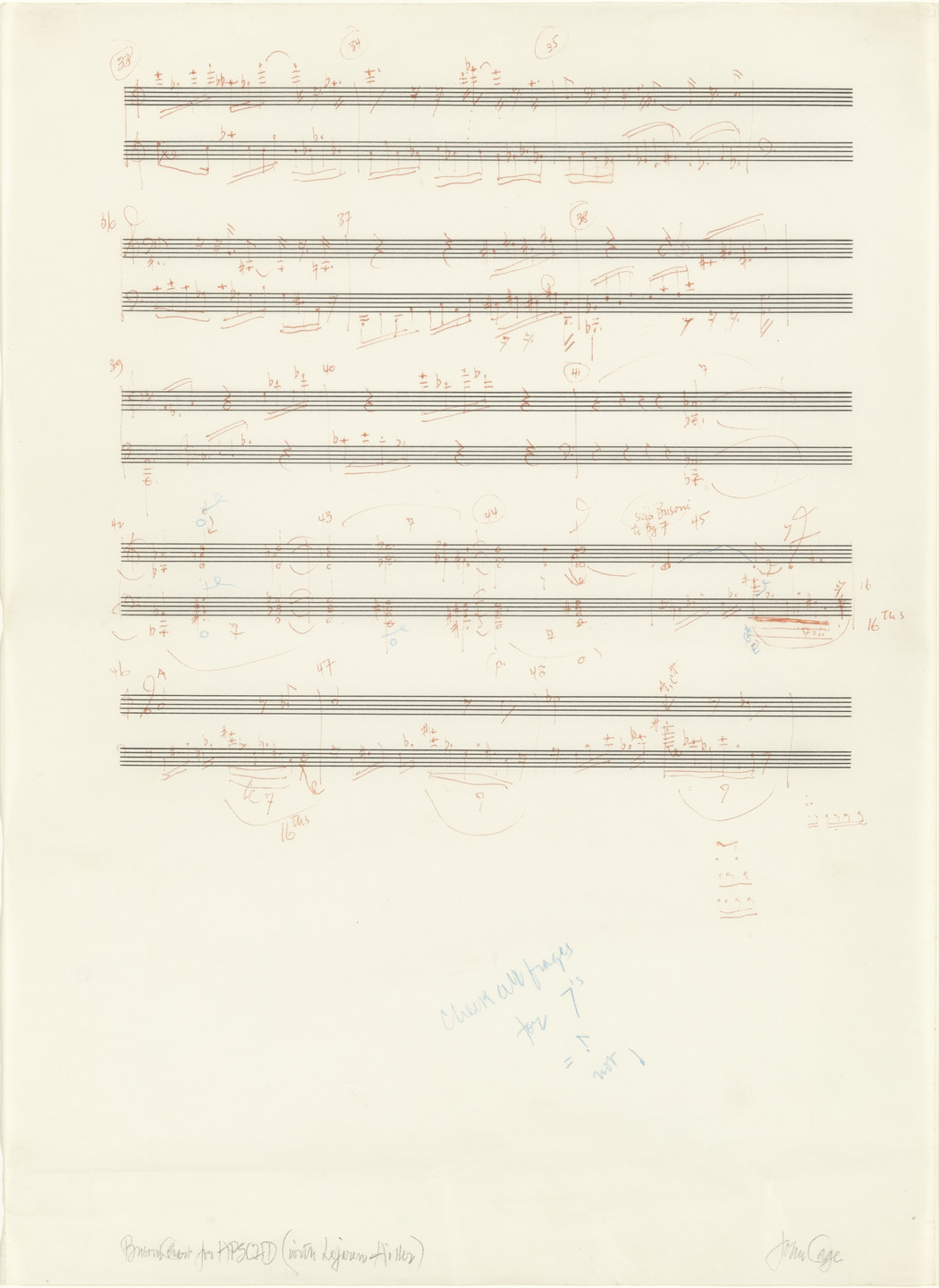 John Cage. Busoni Chart for HPSCHD (with Lejaren Hiller). 1969