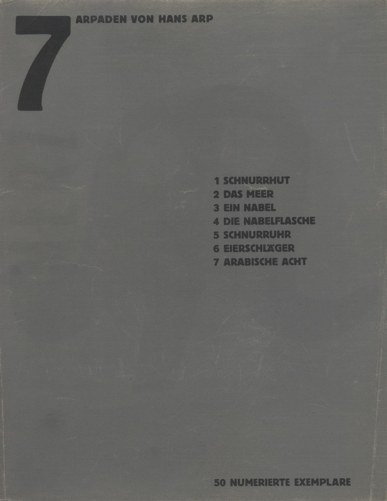 Table of Contents from Merz 5. 7 Arpaden by Hans Arp. Arp Portfolio. Second Portfolio of the Merz Publisher (Merz 5. 7 Arpaden von Hans Arp. Arp Mappe. Zweite Mappe des Merzverlages)