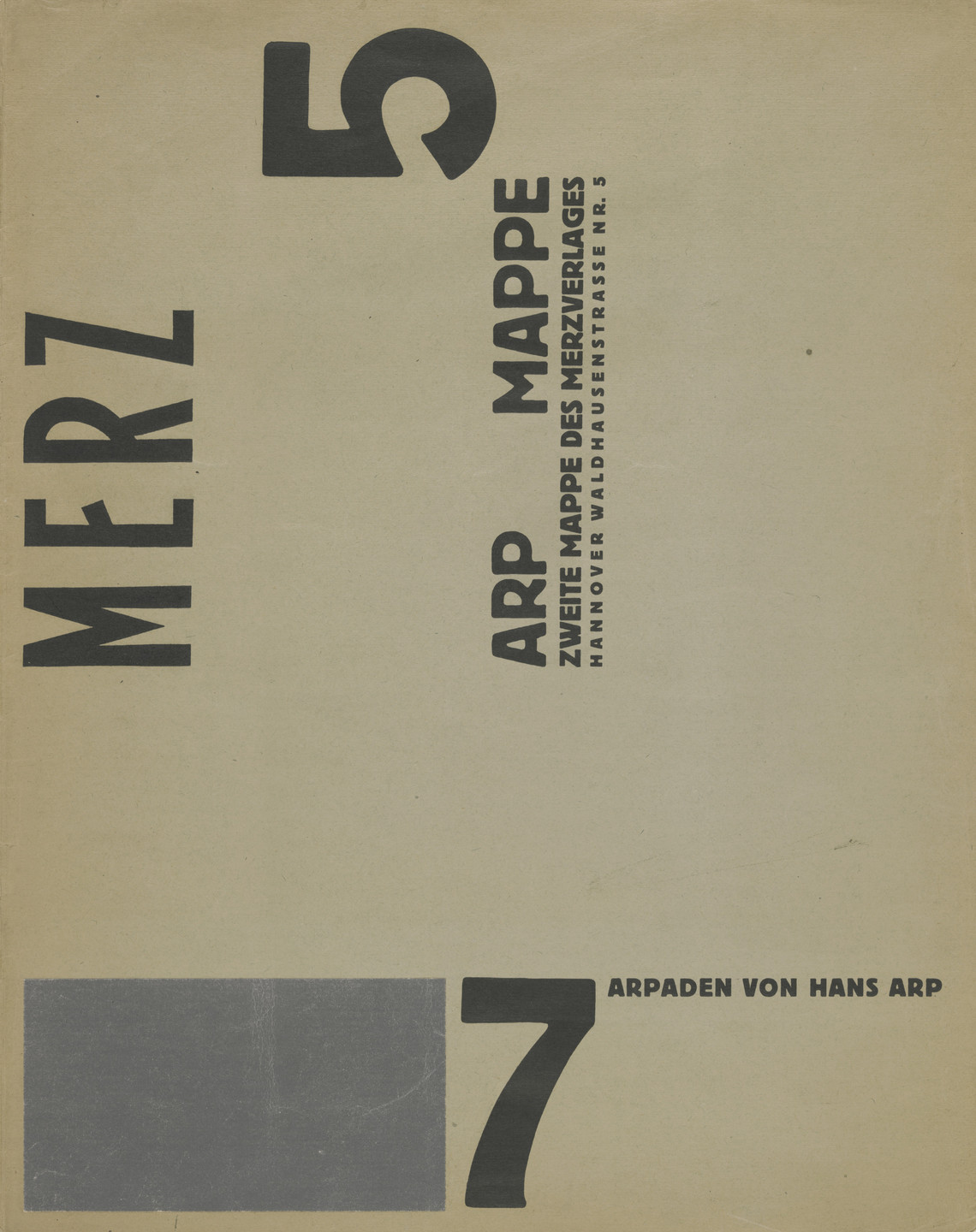 Jean (Hans) Arp. Cover from Merz 5. 7 Arpaden by Hans Arp. Arp Portfolio. Second Portfolio of the Merz Publisher (Merz 5. 7 Arpaden von Hans Arp. Arp Mappe. Zweite Mappe des Merzverlages). 1923