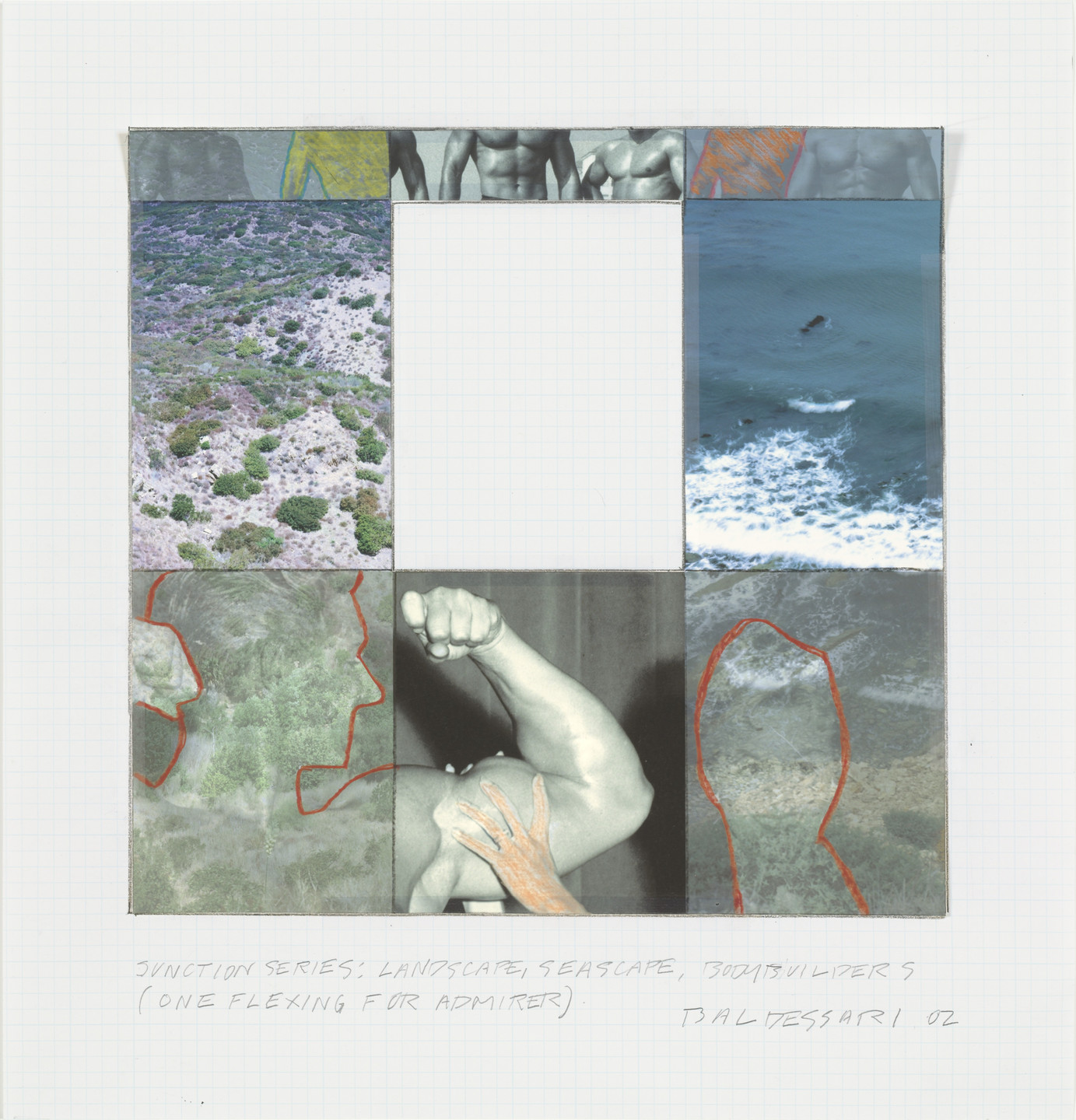 John Baldessari. Junction Series: Landscape, Seascape, Bodybuilders (One Flexing for Admirer). 2002