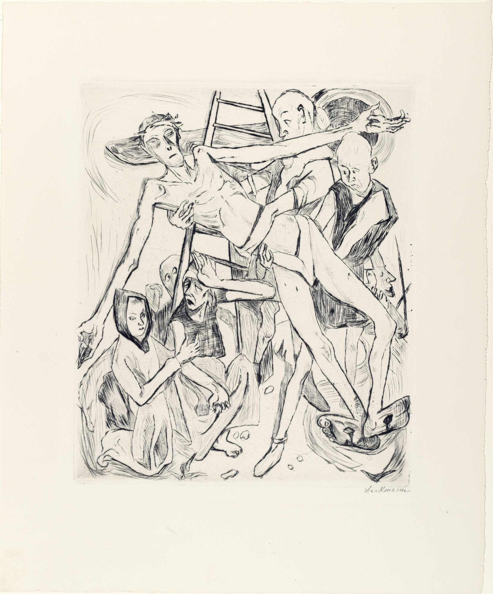 Max Beckmann. Descent from the Cross (Kreuzabnahme) from the portfolio Faces (Gesichter)