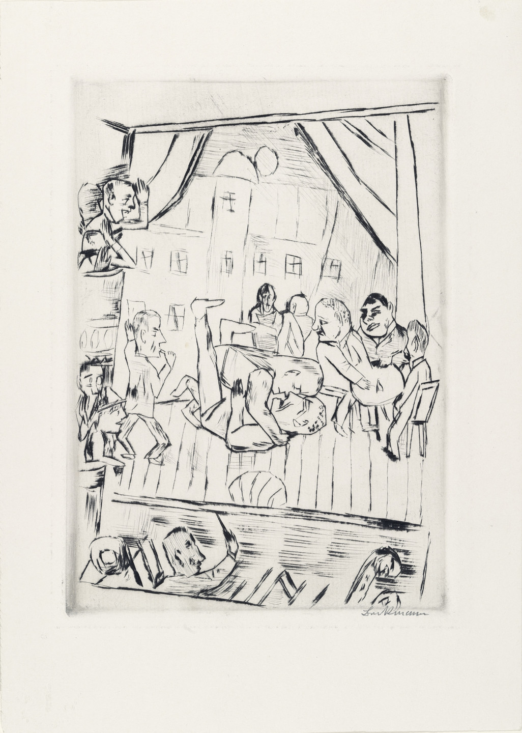 Max Beckmann Wrestlers Die Ringer From The Portfolio New European Graphics 5th Portfolio German Artists 1921 Neue Europaische Graphik 5 Mappe Deutsche Kunstler 1921 1921 Published 1923 Moma