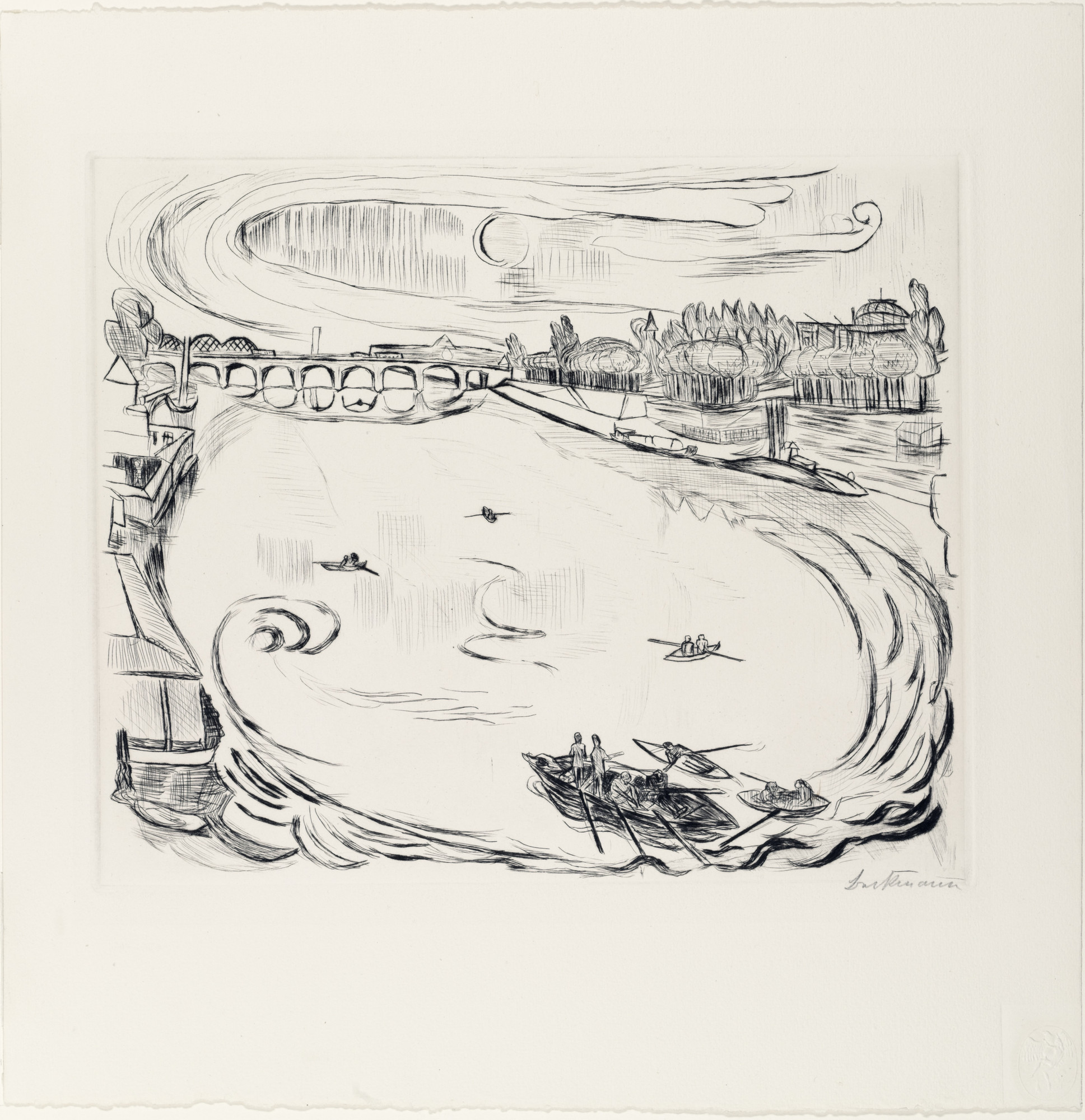 Max Beckmann. Main River Landscape (Mainlandschaft) from the portfolio Faces (Gesichter)