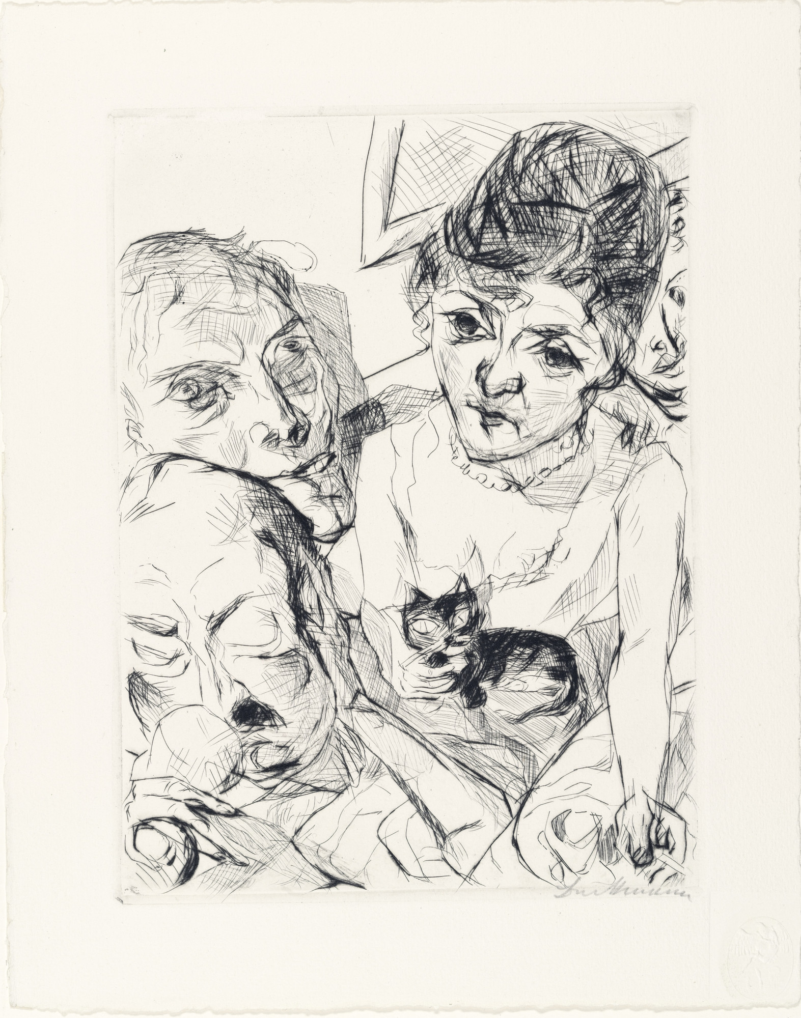 Max Beckmann. Evening (Self-Portrait with the Battenbergs) [Der Abend (Selbstbildnis mit den Battenbergs)] from the portfolio Faces (Gesichter)
