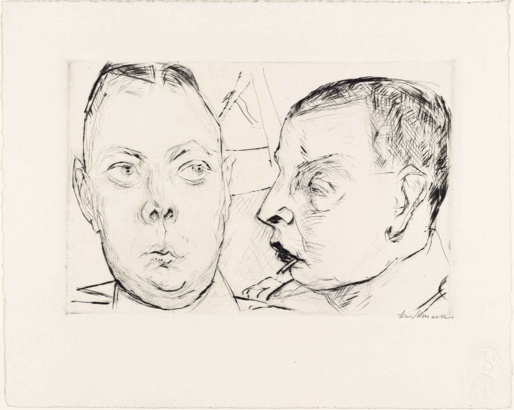Max Beckmann. Two Auto Officers (Zwei Autooffiziere) from the portfolio Faces (Gesichter)