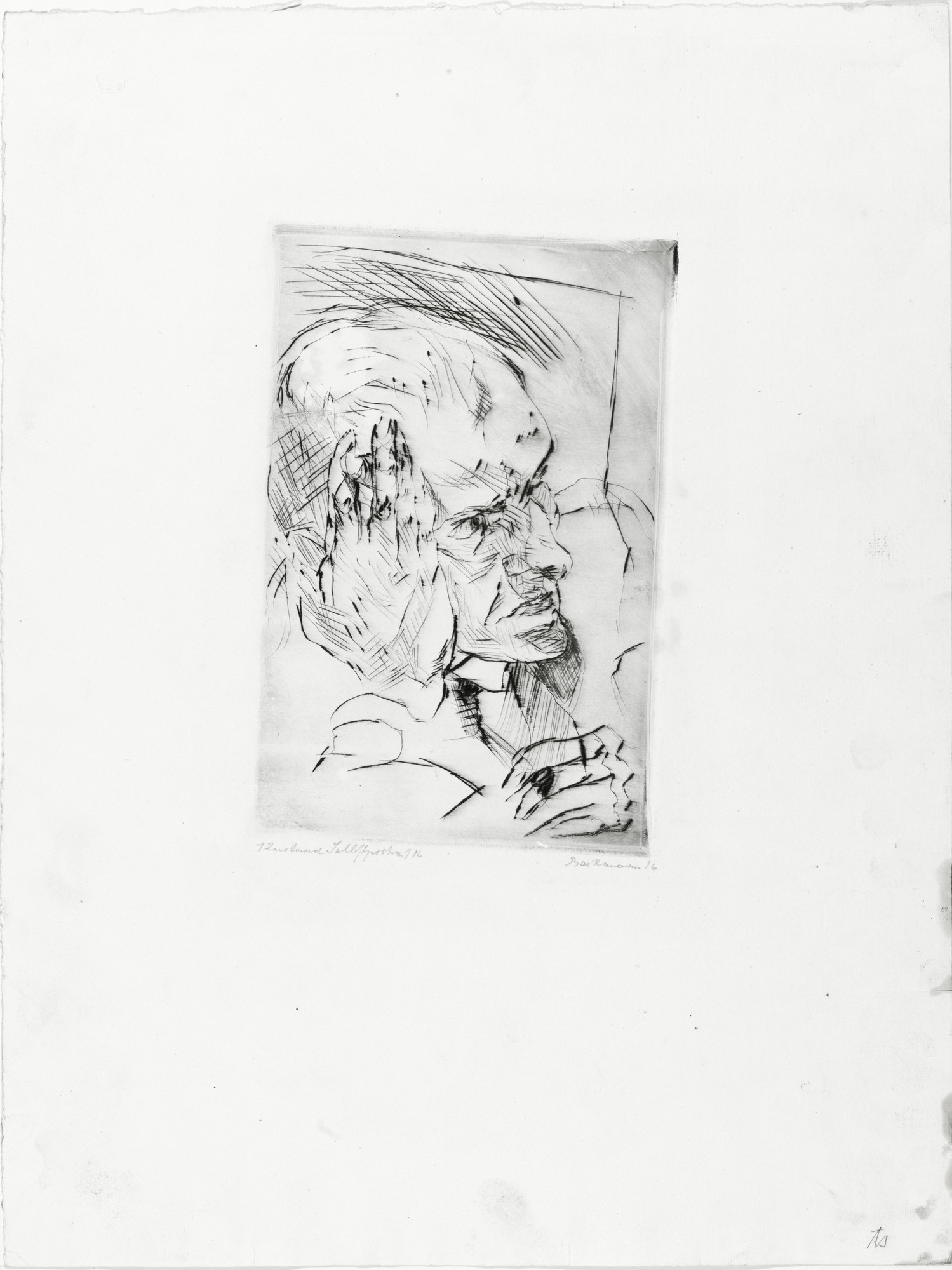 Max Beckmann. Self-Portrait, Hand to Cheek (Selbstbildnis mit aufgestützter Wange)