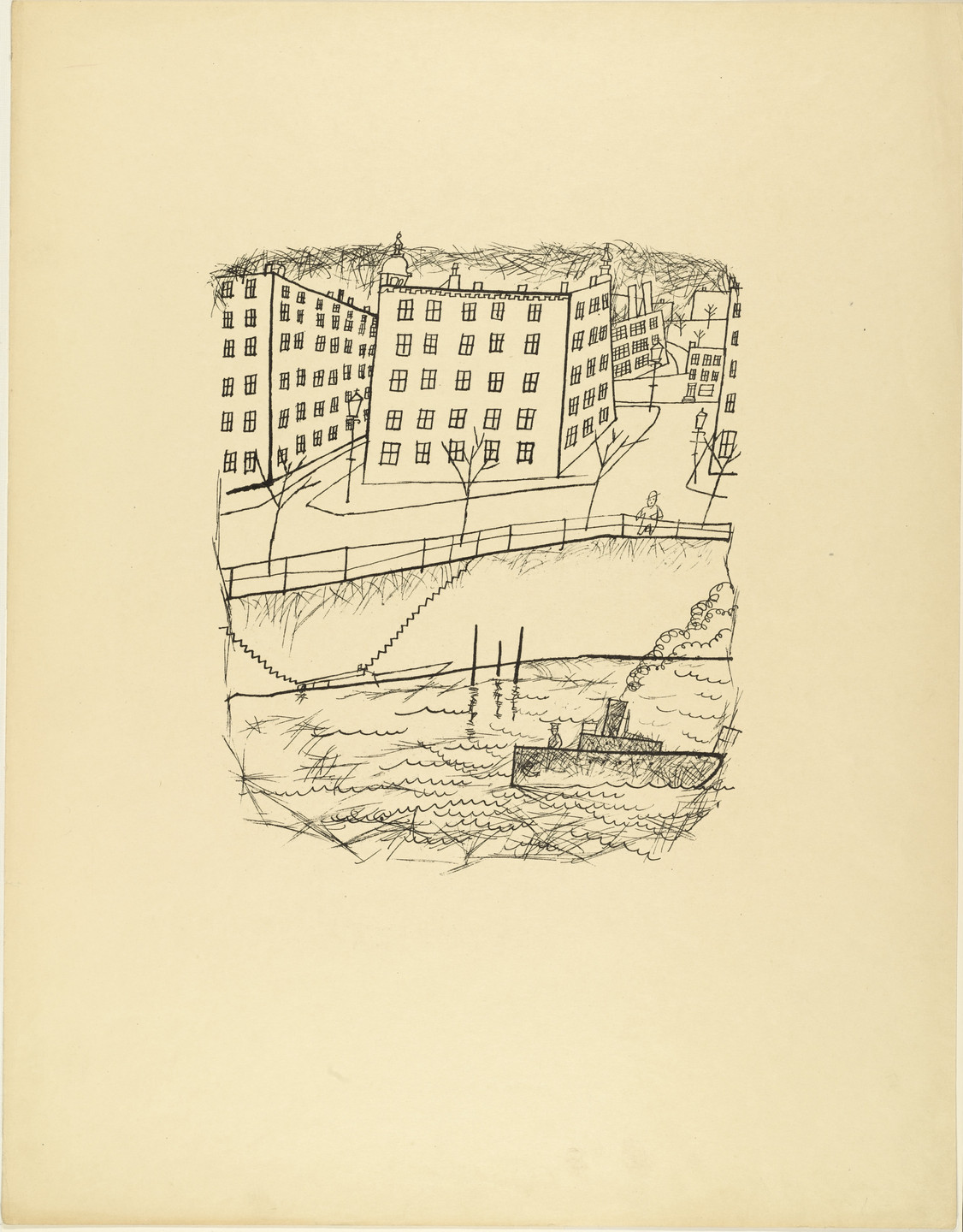 George Grosz. At the Canal (Am Canal) from The First George Grosz Portfolio (Erste George Grosz-Mappe). 1915–16, published 1916–17