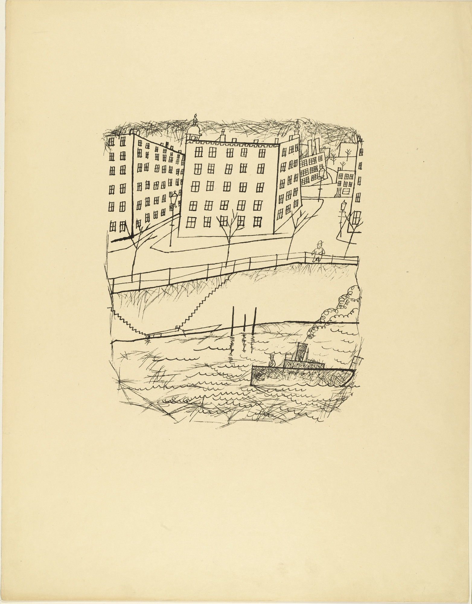 George Grosz. At the Canal (Am Canal) from The First George Grosz Portfolio (Erste George Grosz-Mappe)