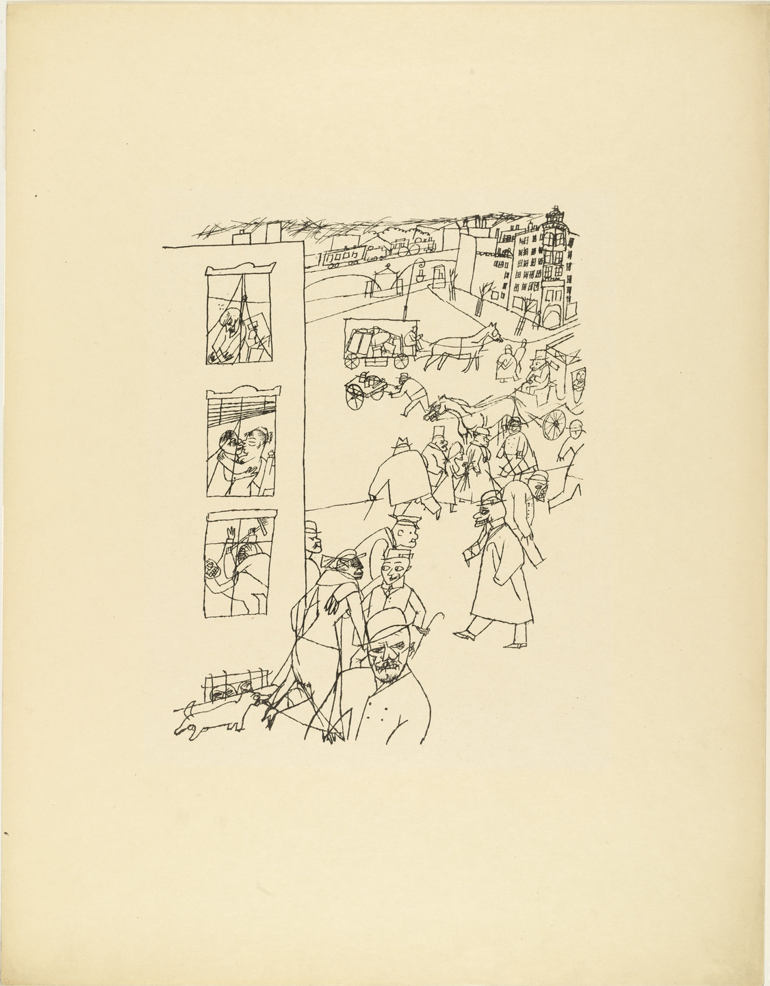 George Grosz. People in the Street (Menschen in der Strasse) from The First George Grosz Portfolio (Erste George Grosz-Mappe). 1915–16, published 1916–17