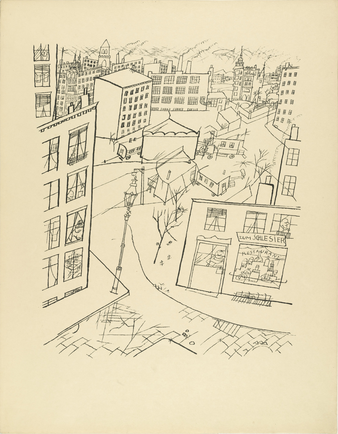 George Grosz. Suburb (Vorstadt) from The First George Grosz Portfolio (Erste George Grosz-Mappe). 1915–16, published 1916–17