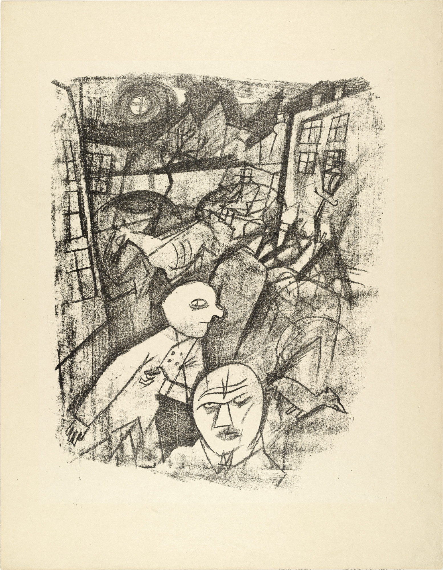 George Grosz. Moonlit Night (Mondnacht) from The First George Grosz Portfolio (Erste George Grosz-Mappe)