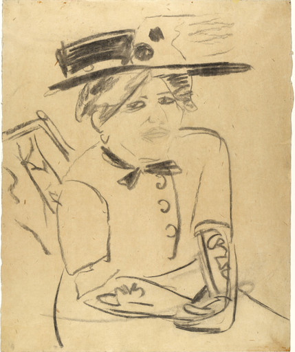 Ernst Ludwig Kirchner. Seated Woman with Hat (Sitzende mit Hut). 1908-09