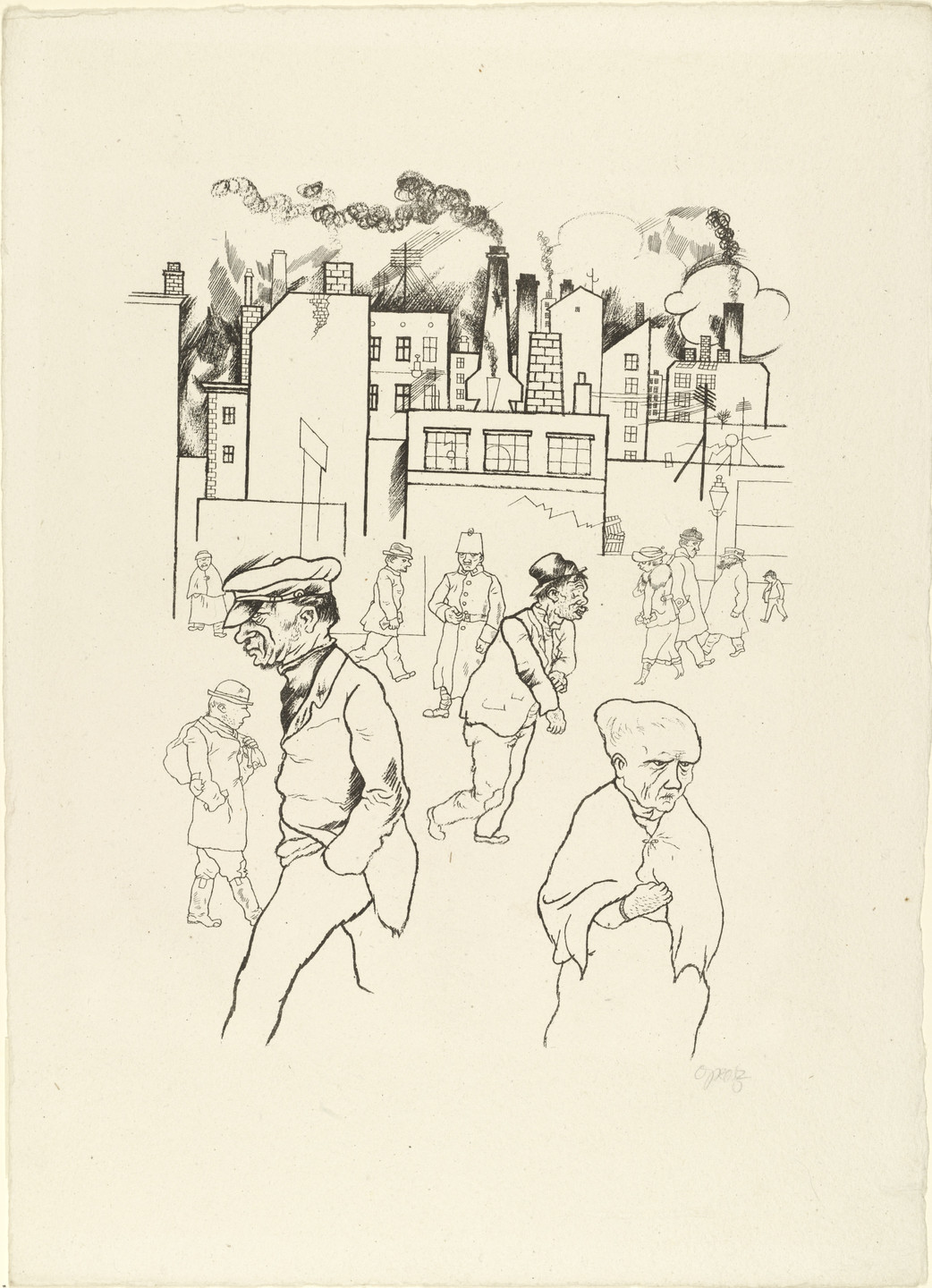 George Grosz. Outside the Factories from In the Shadows (Im Schatten). c. 1920, published 1921