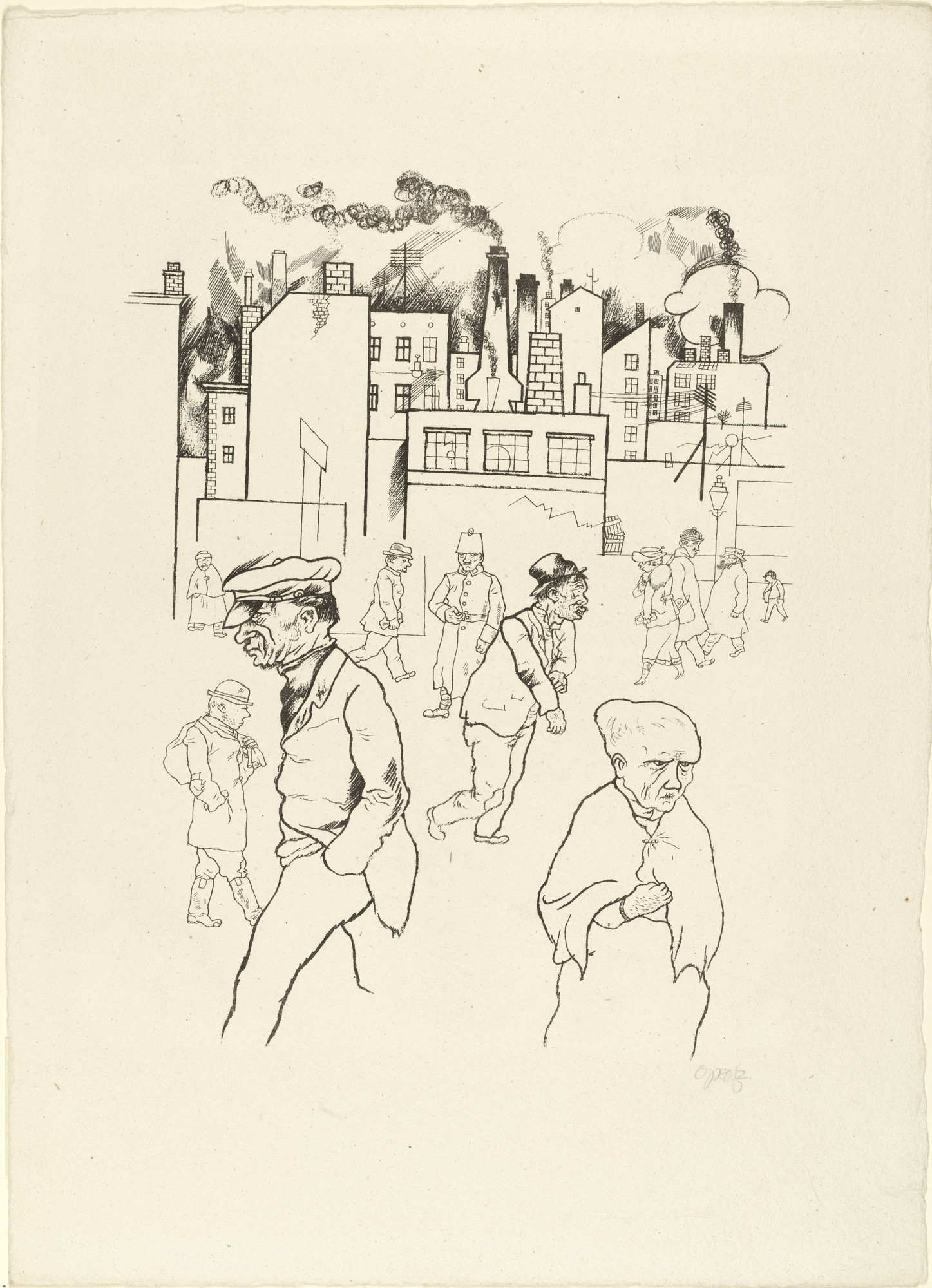 George Grosz. Outside the Factories from In the Shadows (Im Schatten)