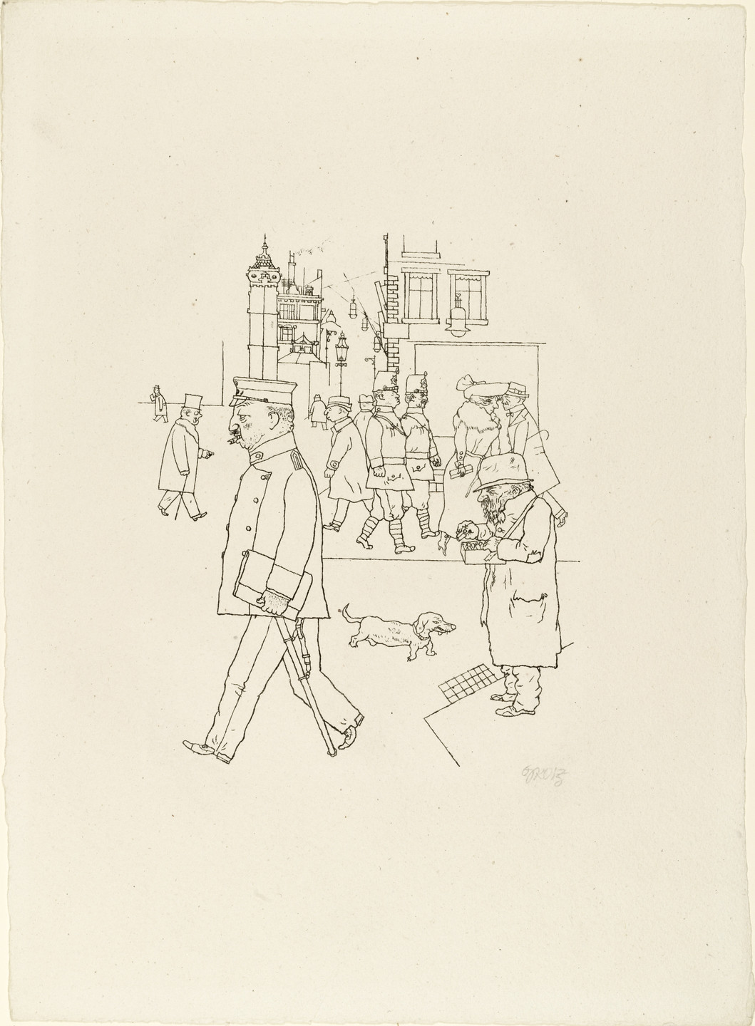 George Grosz. Matchseller and Patrol from In the Shadows (Im Schatten). c. 1920, published 1921