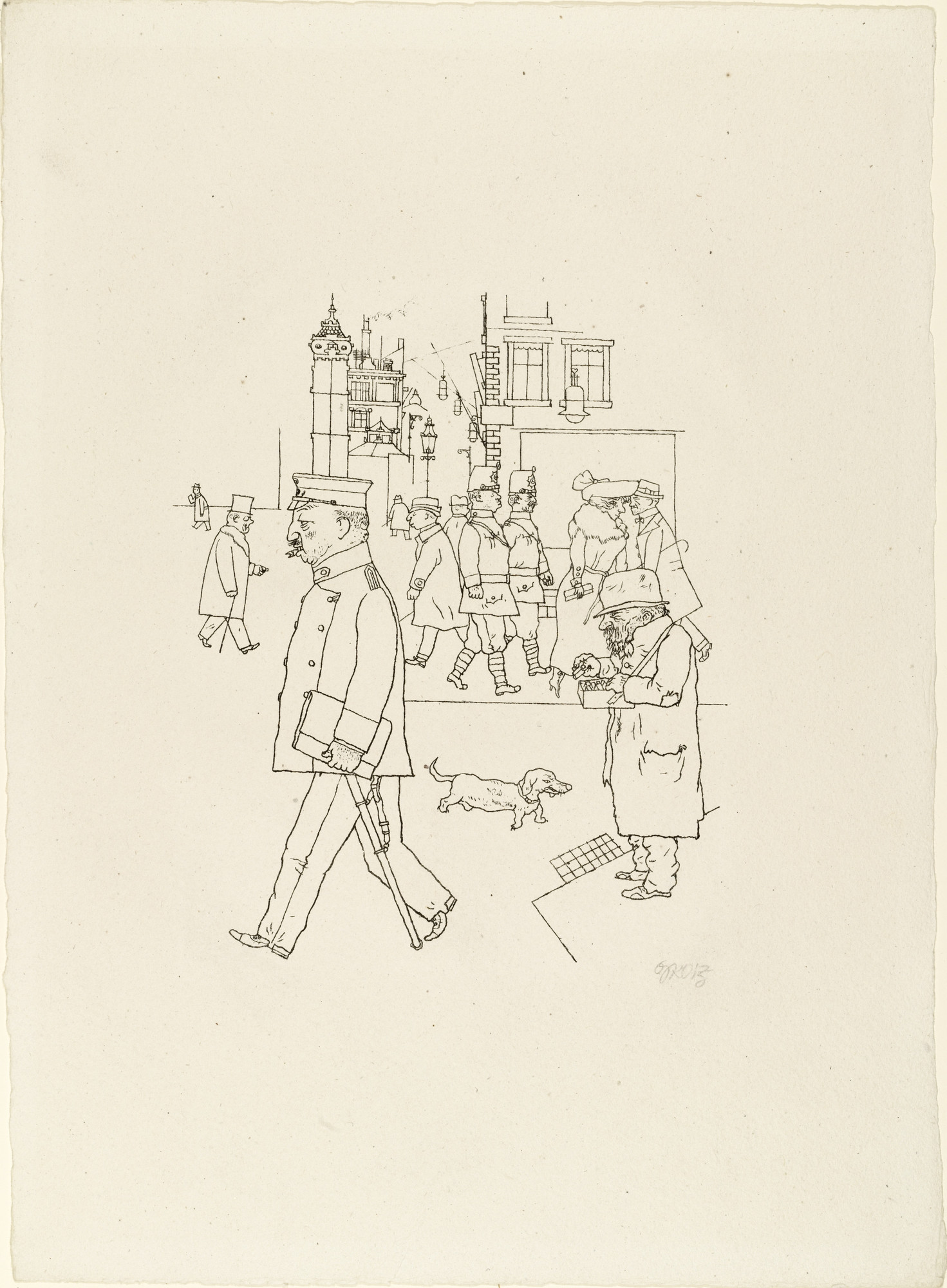 George Grosz. Matchseller and Patrol from In the Shadows (Im Schatten)