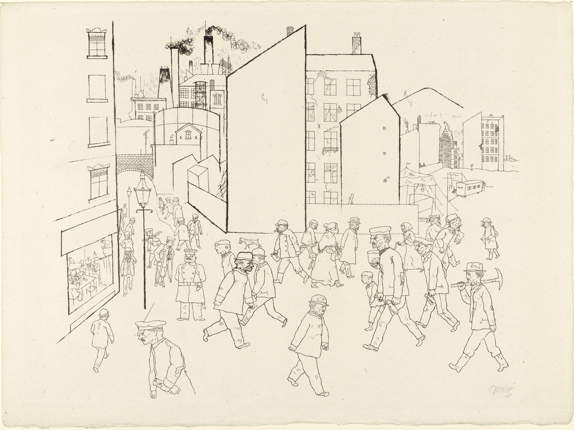 George Grosz. People in the Street from In the Shadows (Im Schatten)