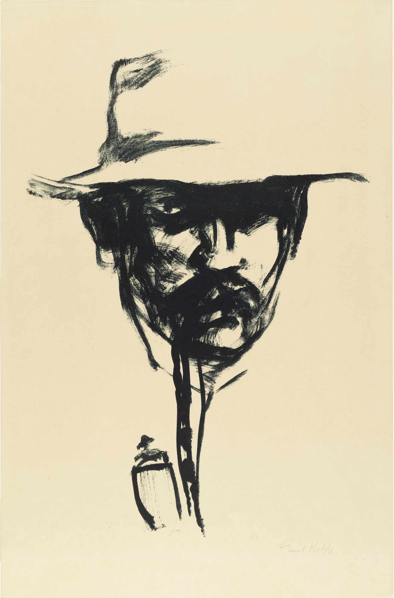 Emil Nolde. Head with Pipe, E.N. (Kopf mit Pfeife, E.N.)