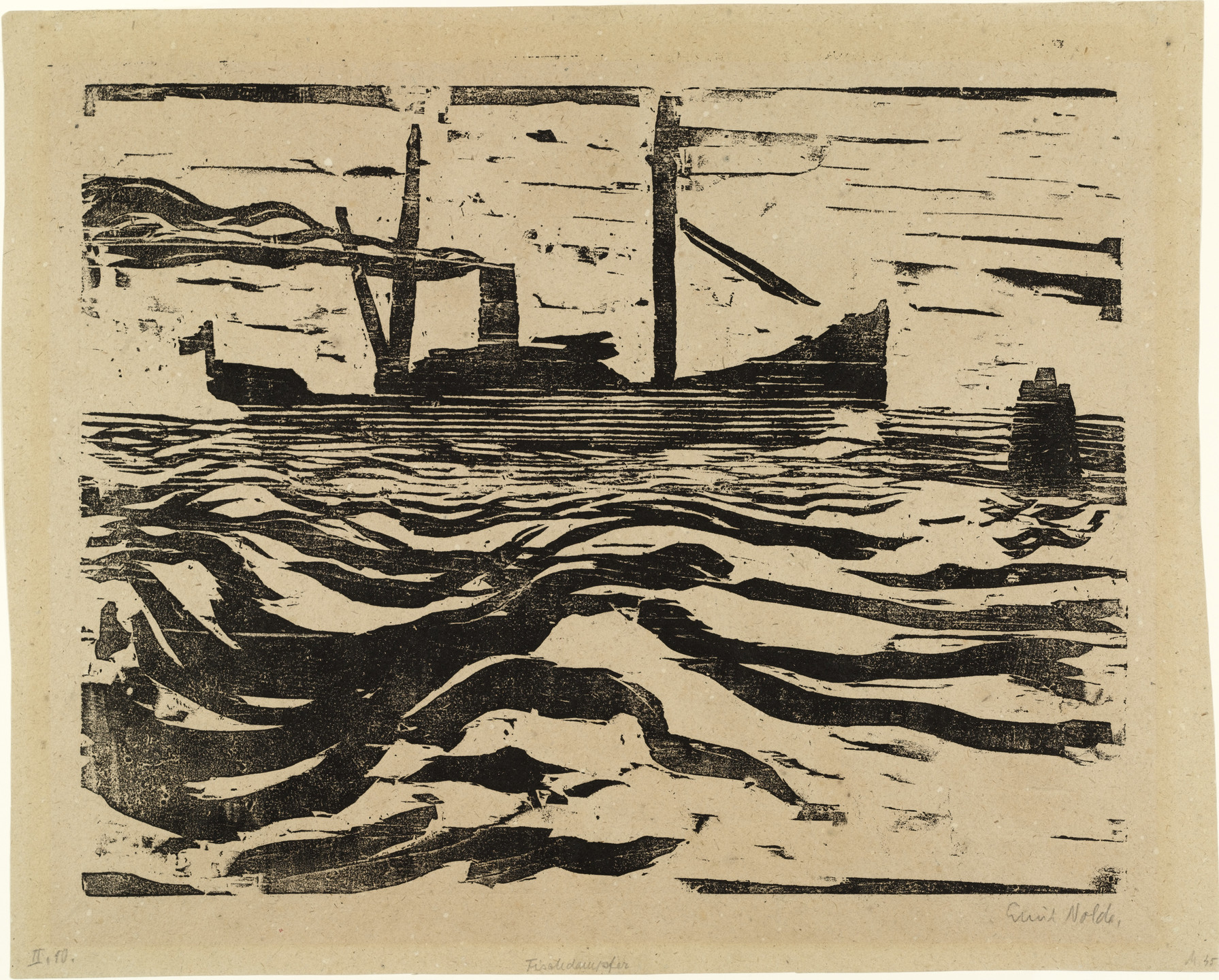 Emil Nolde. Fishing Steamer (Fischdampfer). 1910